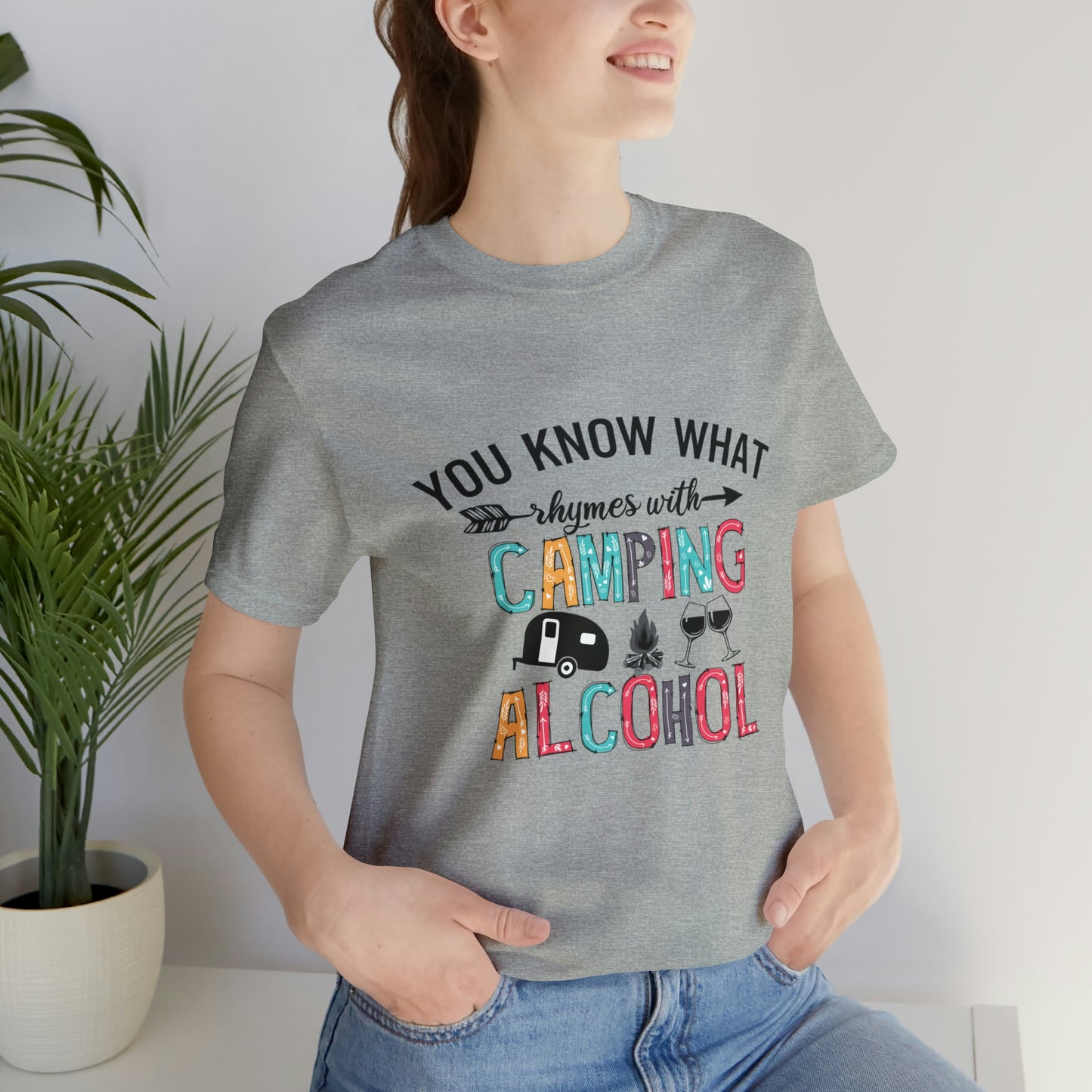 Camping and Alcohol rhyme Jersey Short Sleeve Tee