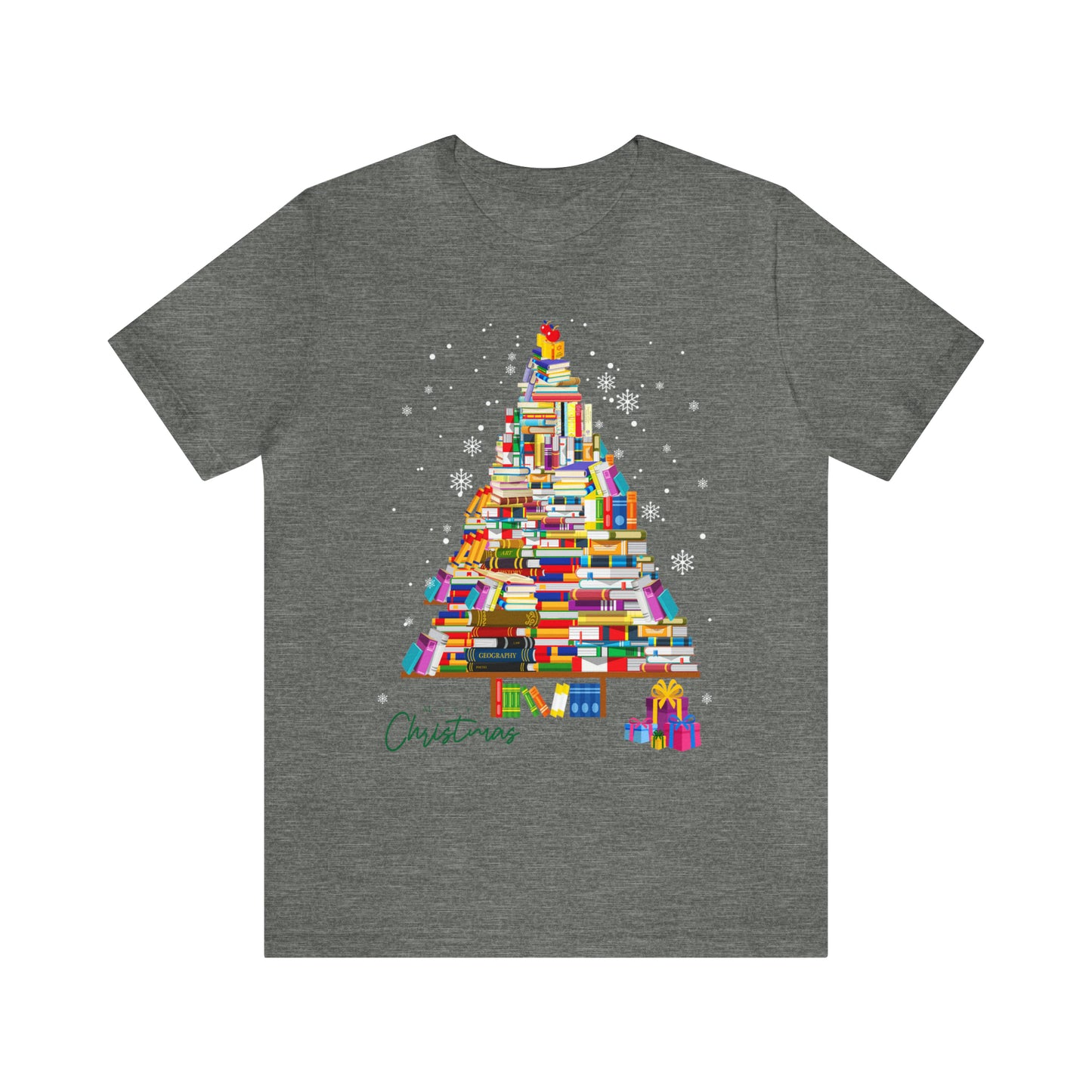 Christmas Tree Books Jersey Short Sleeve Tee