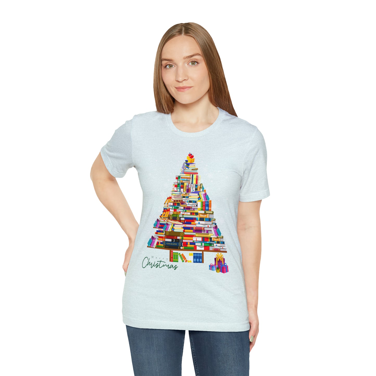 Christmas Tree Books Jersey Short Sleeve Tee