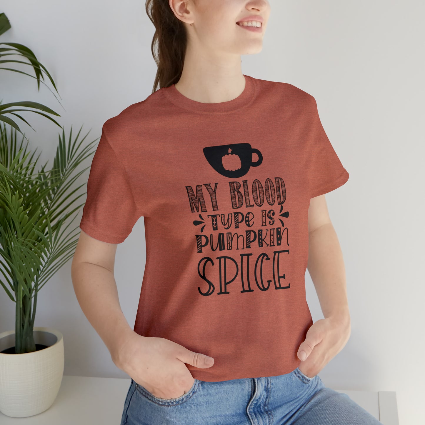 Blood Type is Pumpkin Spice Jersey Short Sleeve Tee