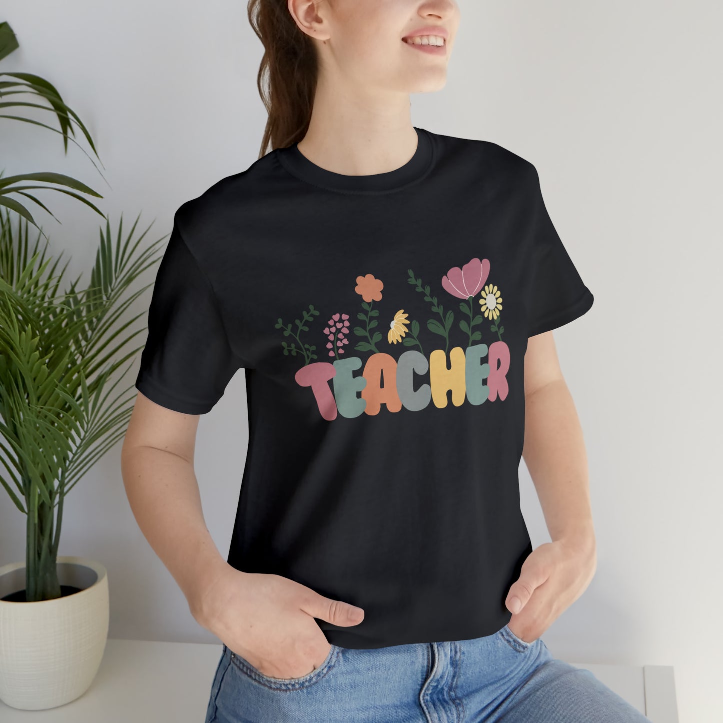 TEACHER flowers Short Sleeve Tee