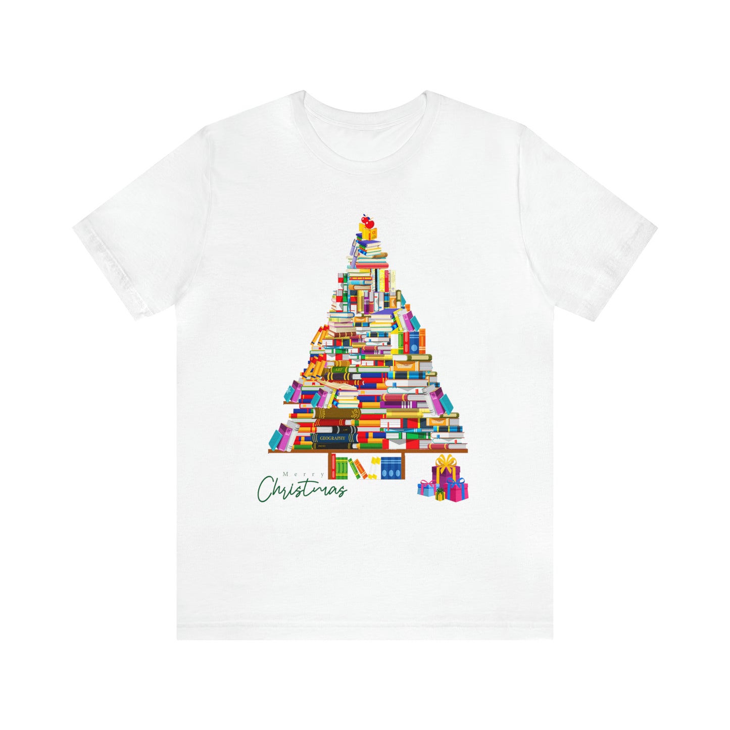 Christmas Tree Books Jersey Short Sleeve Tee