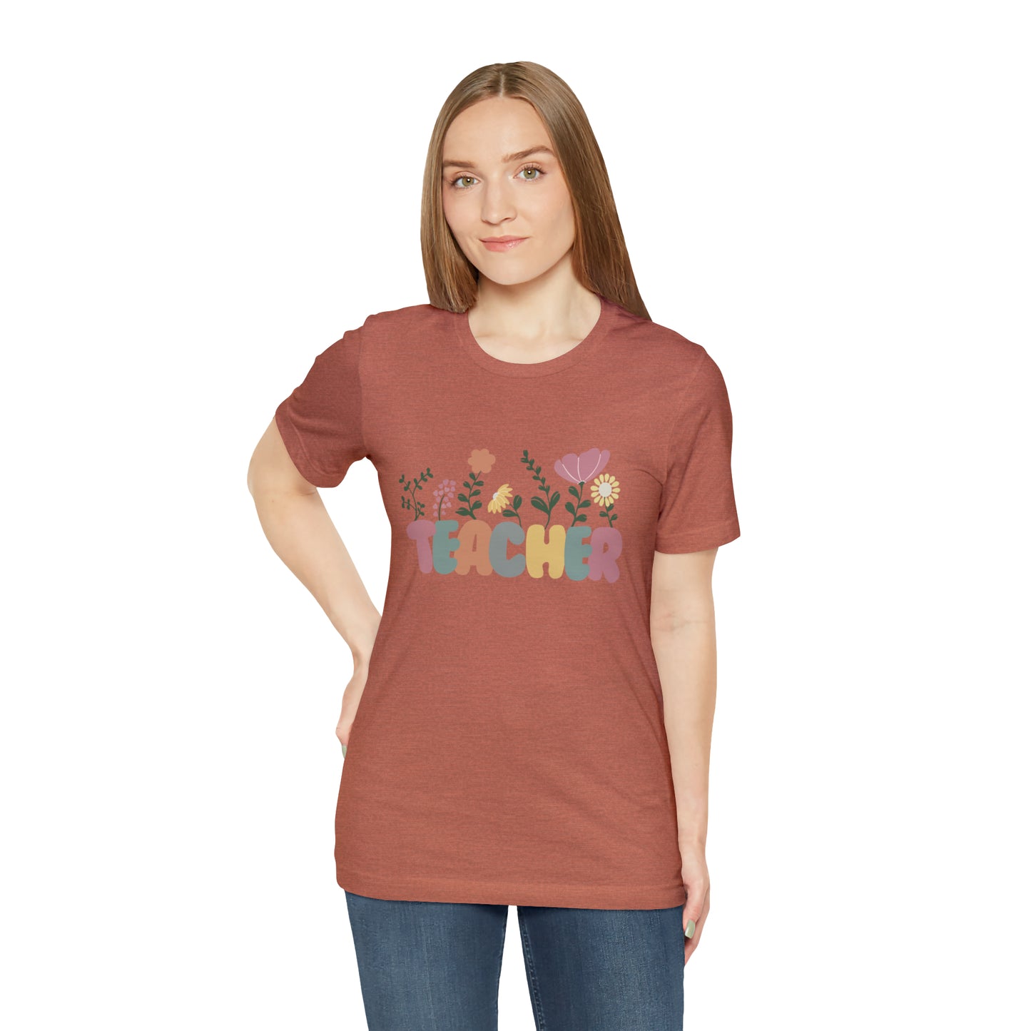 TEACHER flowers Short Sleeve Tee