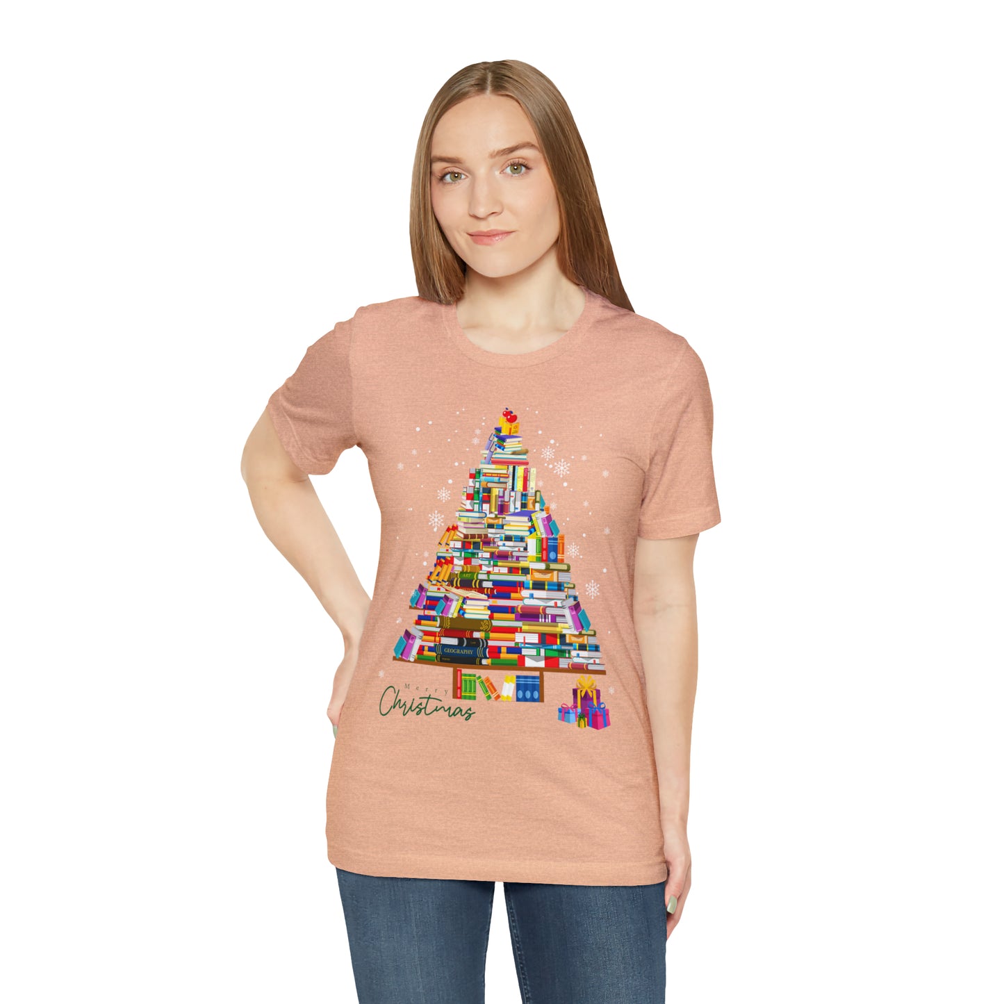 Christmas Tree Books Jersey Short Sleeve Tee