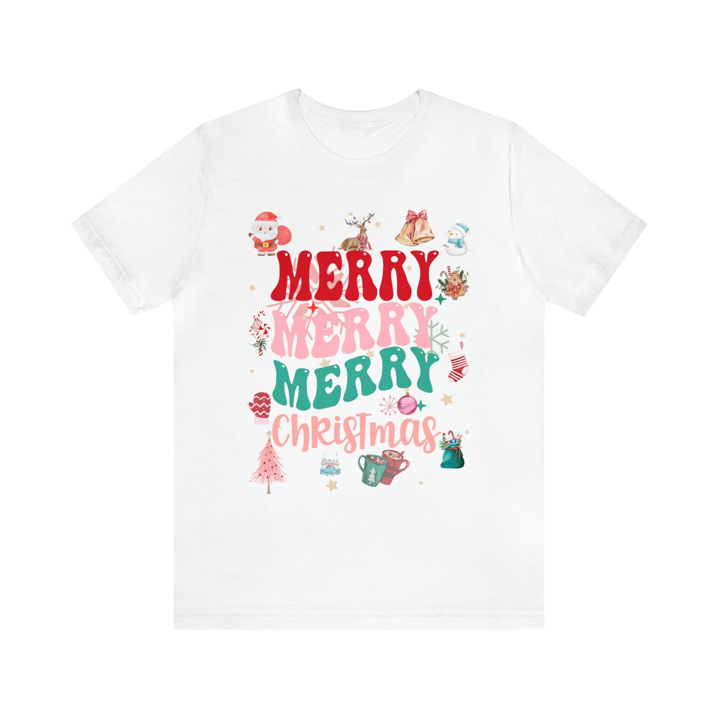 Merry Merry Merry Christmas Jersey Short Sleeve Tee