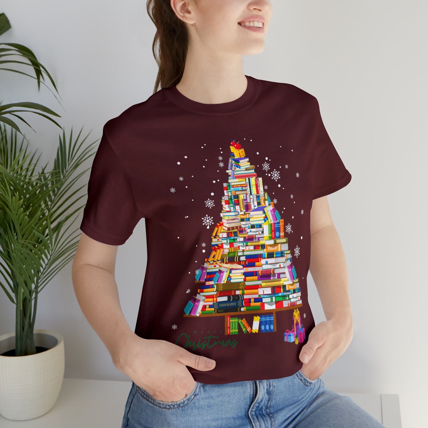 Christmas Tree Books Jersey Short Sleeve Tee