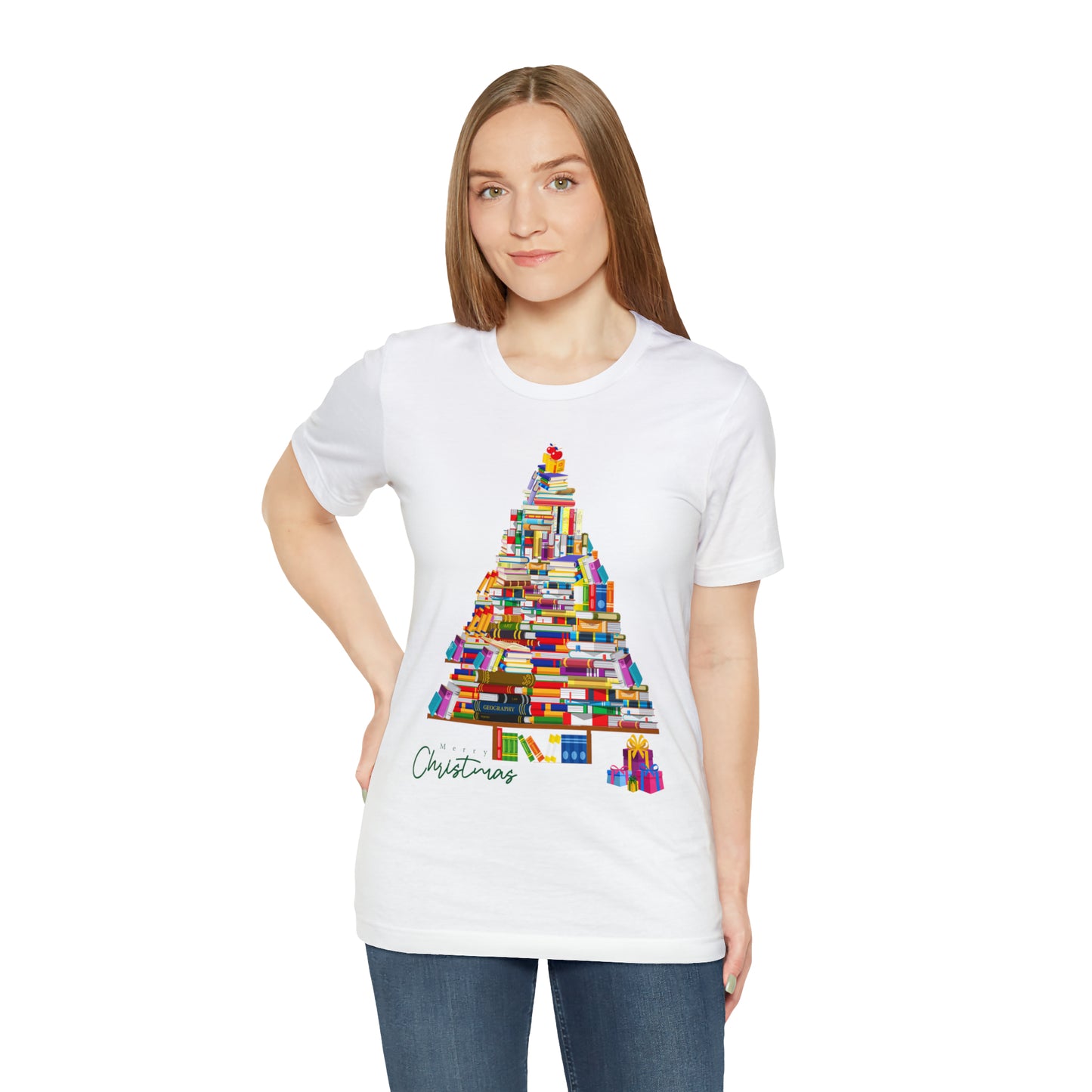 Christmas Tree Books Jersey Short Sleeve Tee