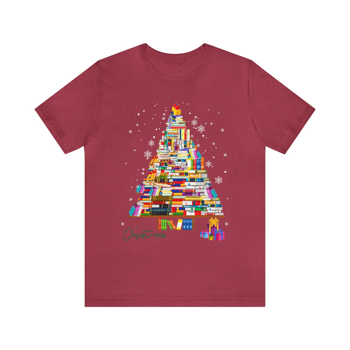 Christmas Tree Books Jersey Short Sleeve Tee