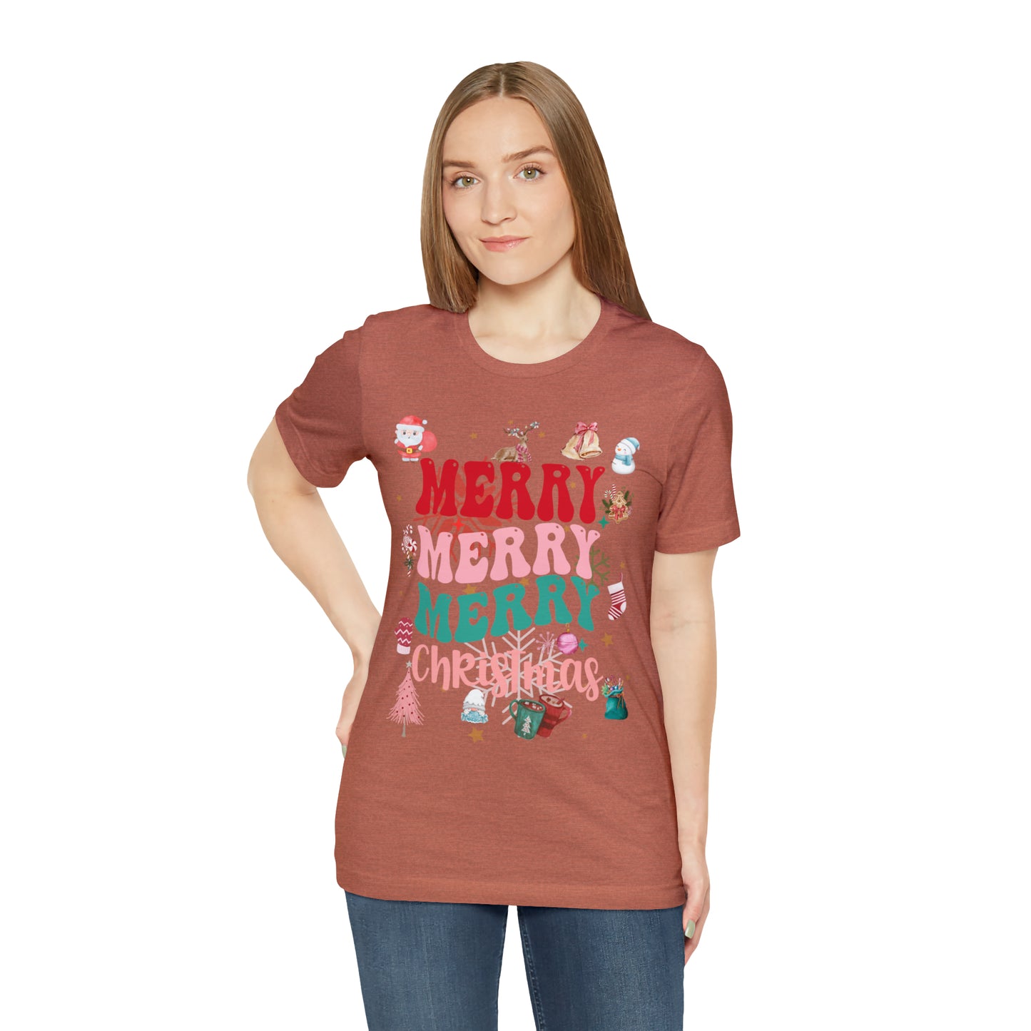 Merry Merry Merry Christmas Jersey Short Sleeve Tee