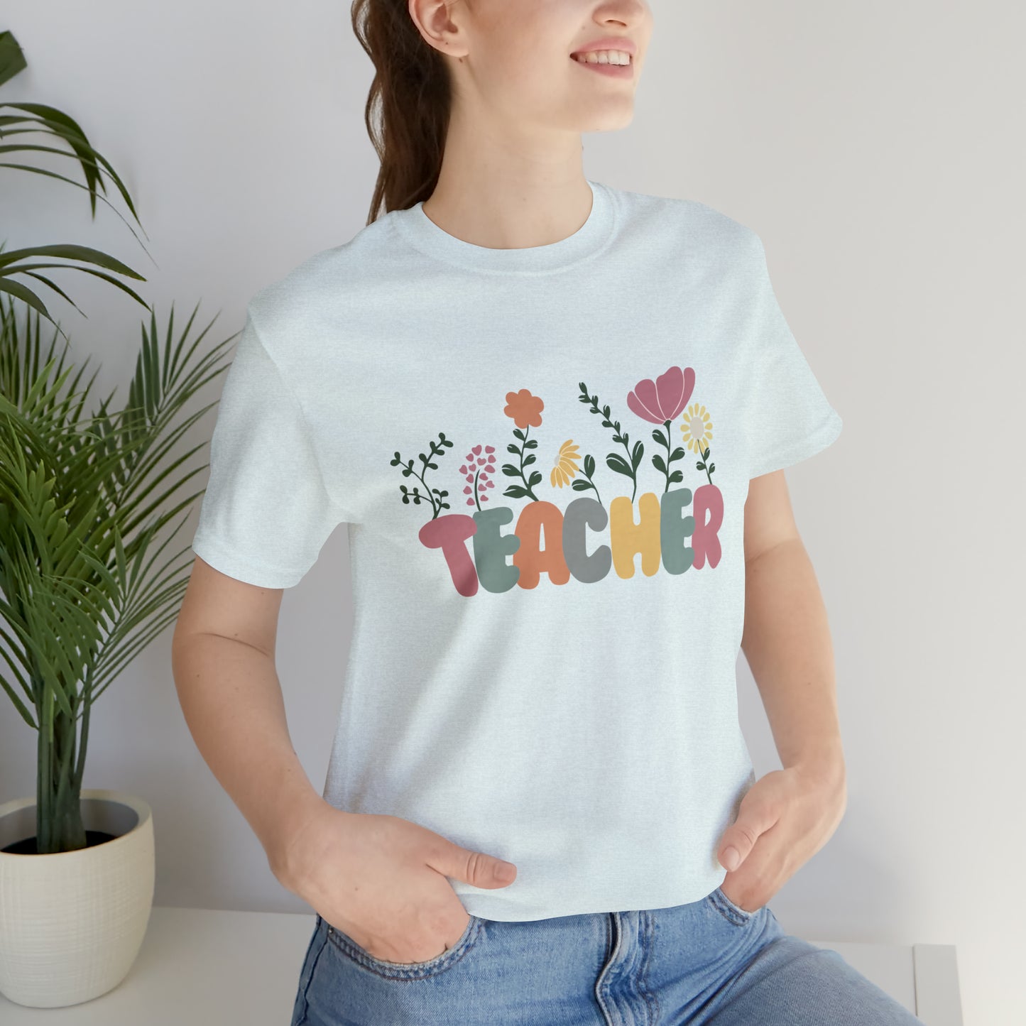 TEACHER flowers Short Sleeve Tee