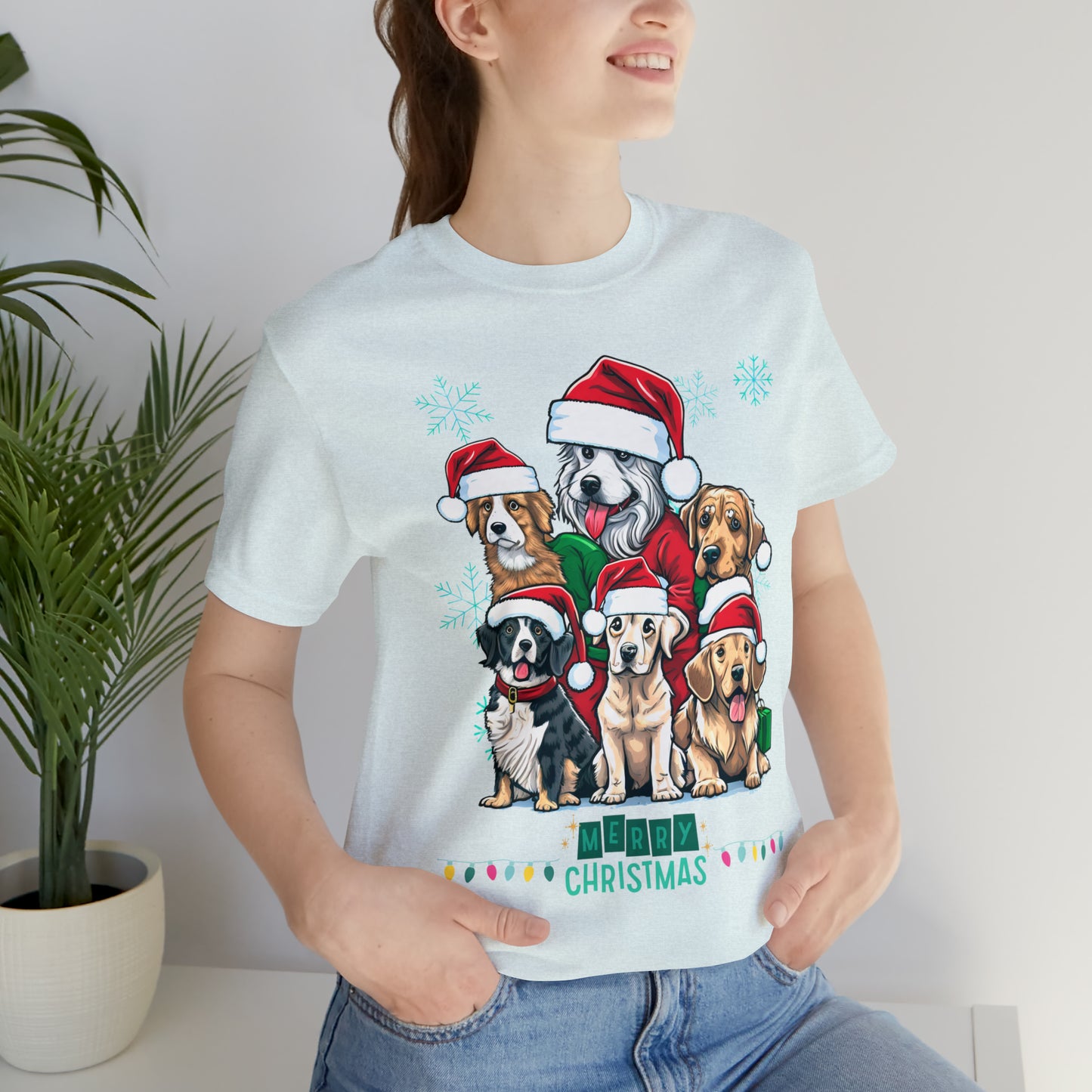 Merry Christmas Doggos Jersey Short Sleeve Tee