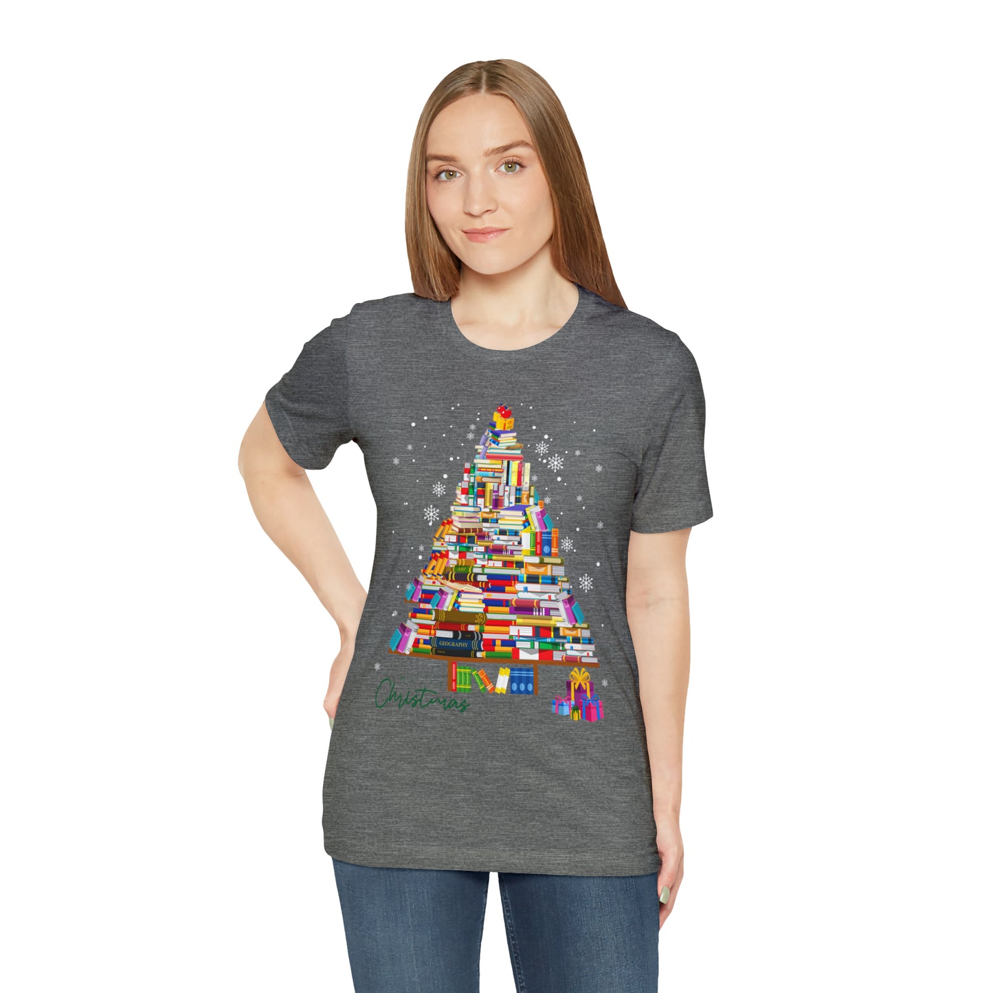 Christmas Tree Books Jersey Short Sleeve Tee