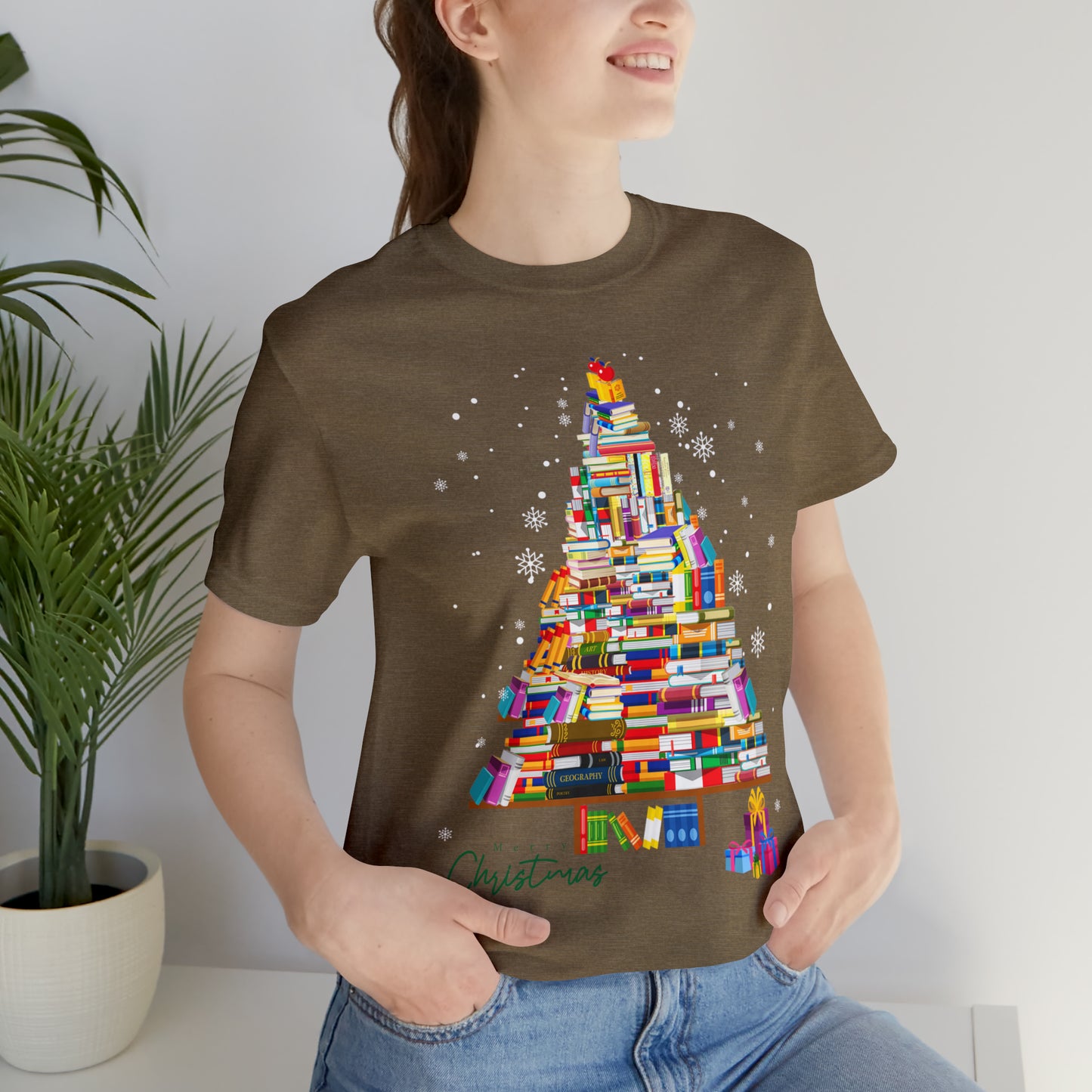 Christmas Tree Books Jersey Short Sleeve Tee