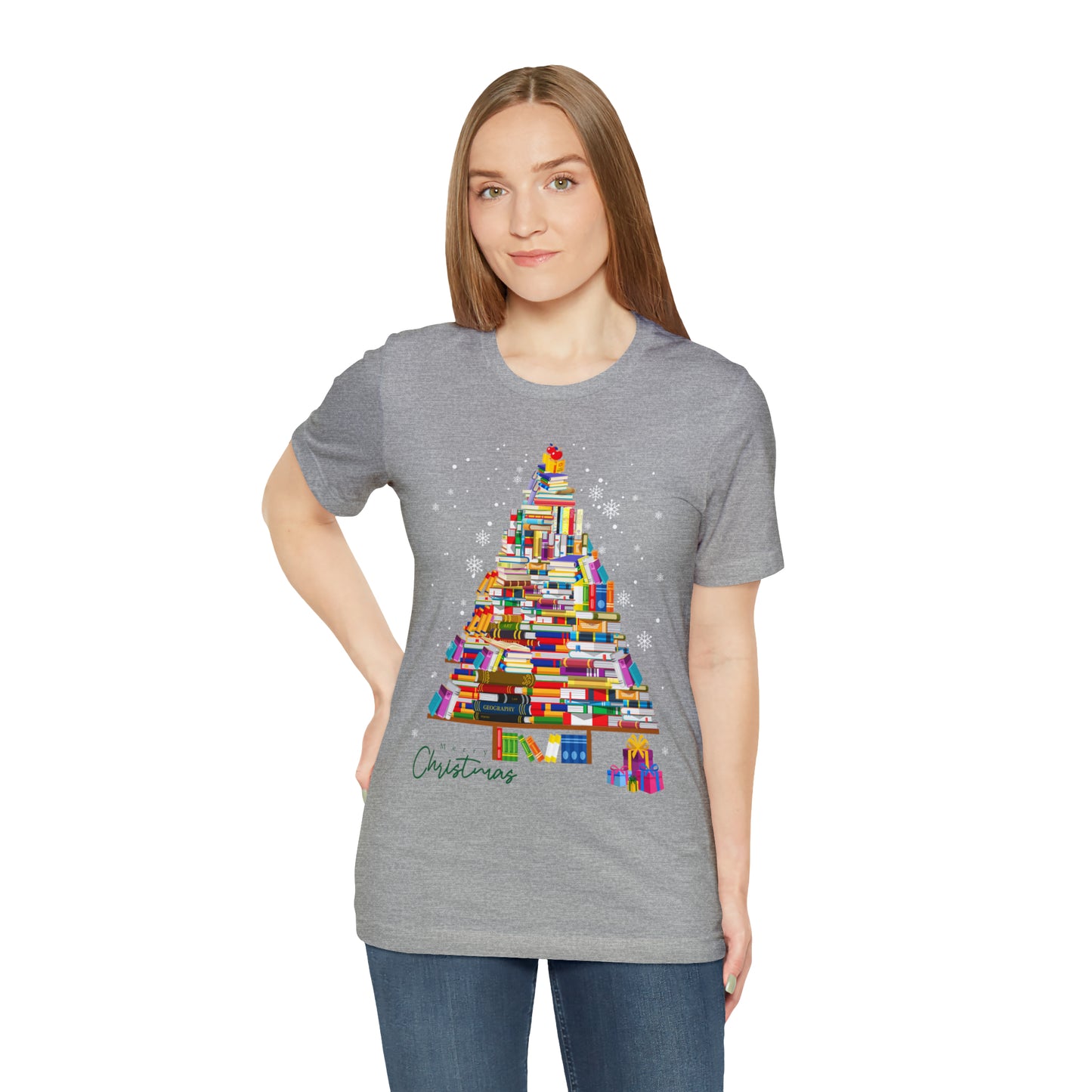 Christmas Tree Books Jersey Short Sleeve Tee