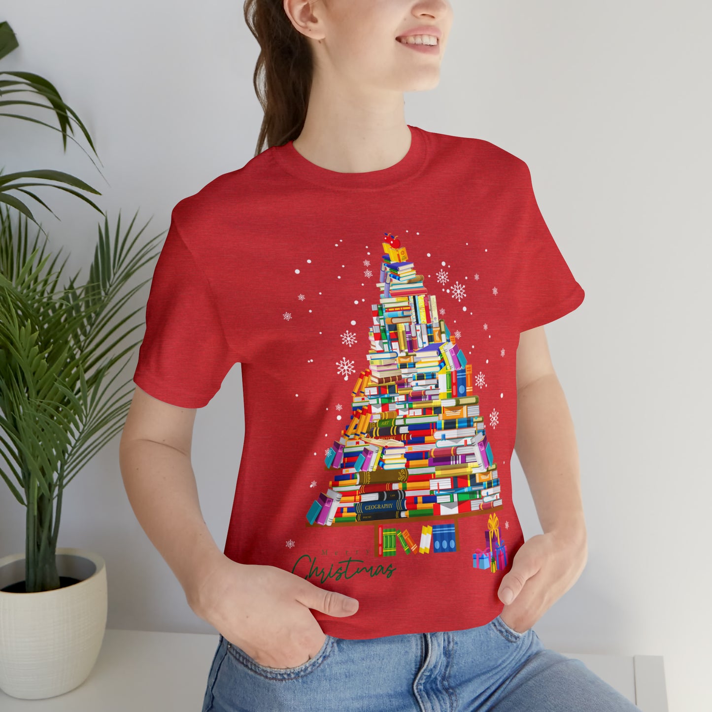 Christmas Tree Books Jersey Short Sleeve Tee