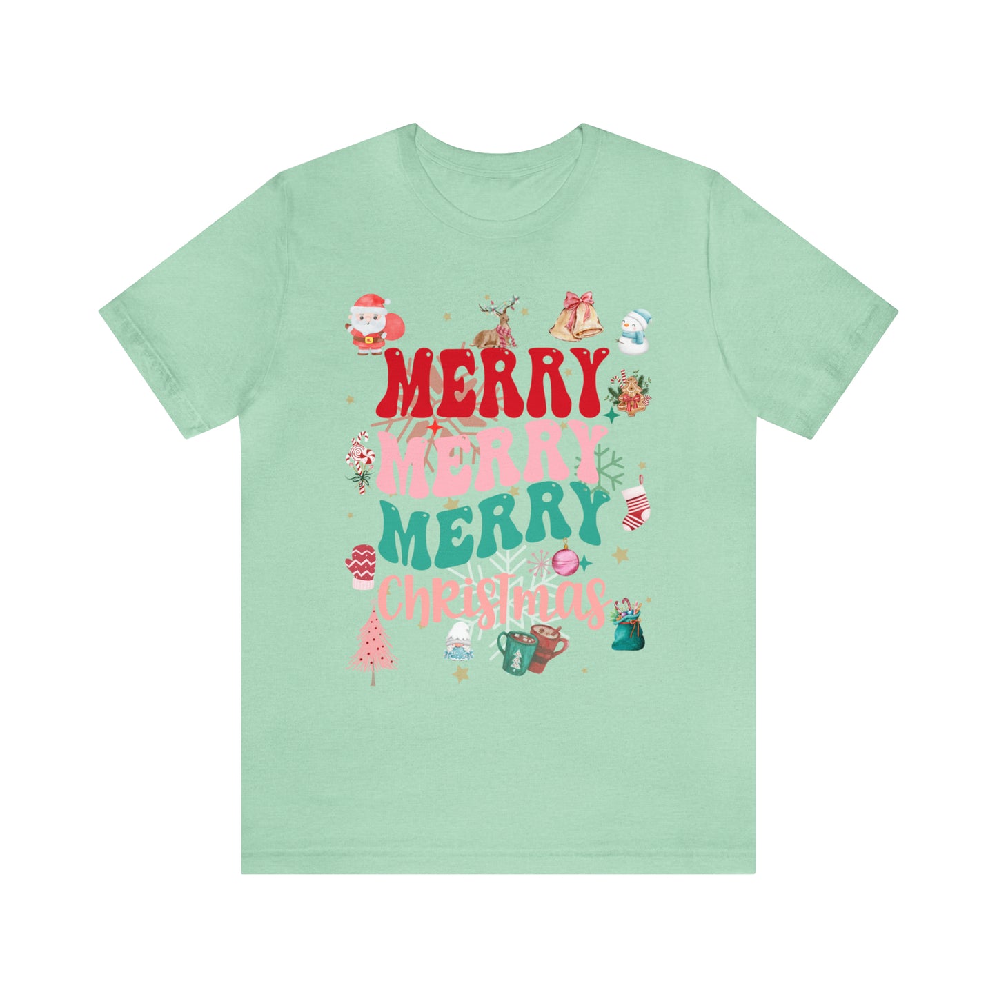 Merry Merry Merry Christmas Jersey Short Sleeve Tee