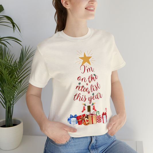 on the nice list Jersey Short Sleeve Tee