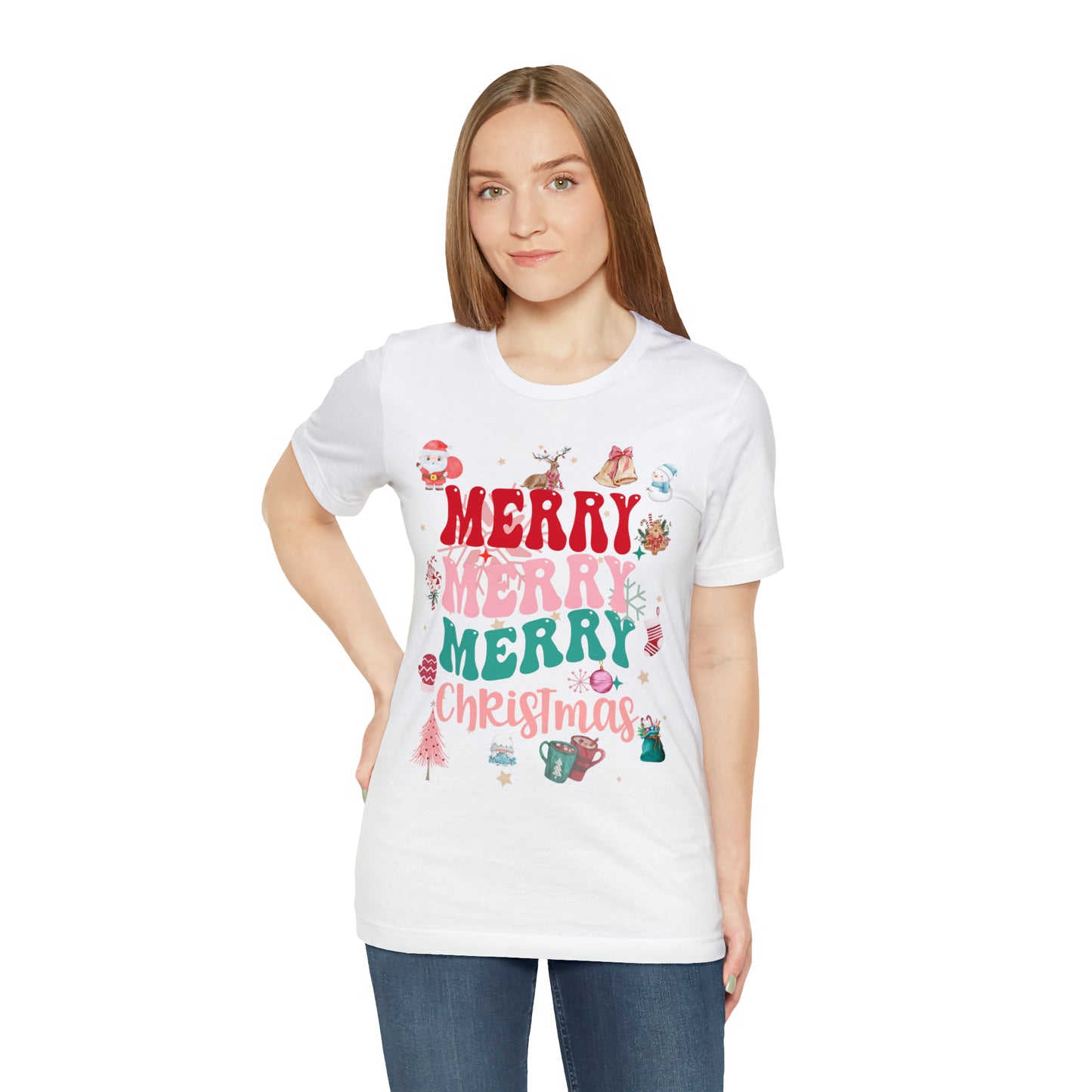 Merry Merry Merry Christmas Jersey Short Sleeve Tee