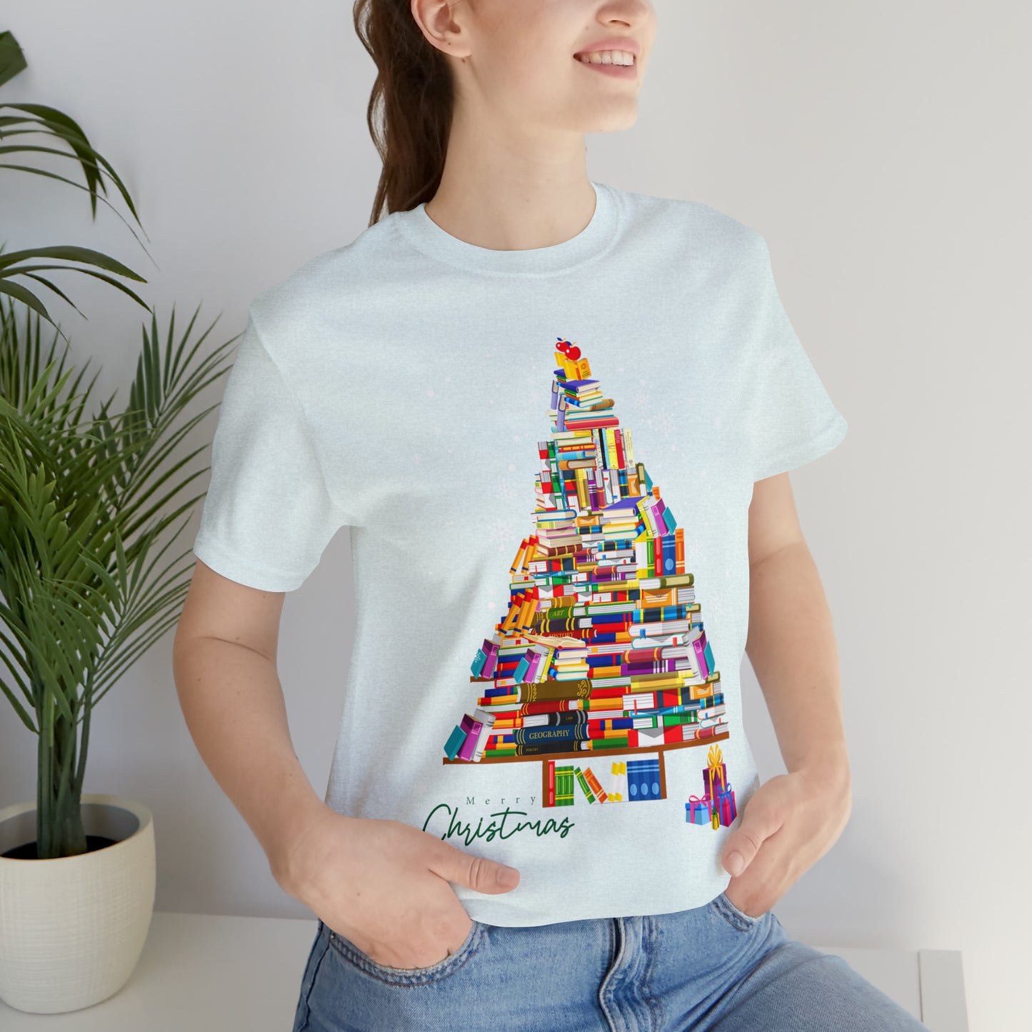 Christmas Tree Books Jersey Short Sleeve Tee