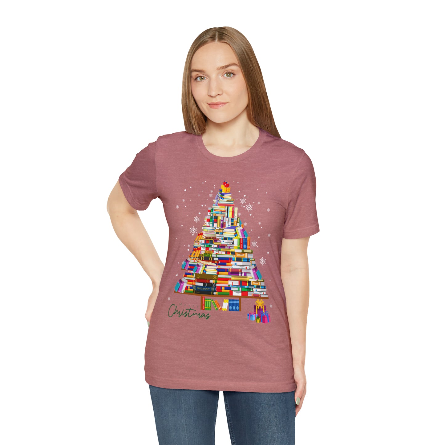 Christmas Tree Books Jersey Short Sleeve Tee