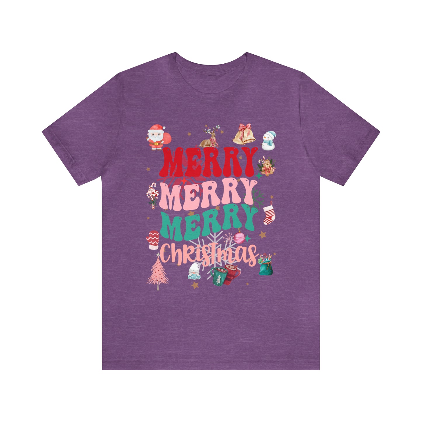 Merry Merry Merry Christmas Jersey Short Sleeve Tee