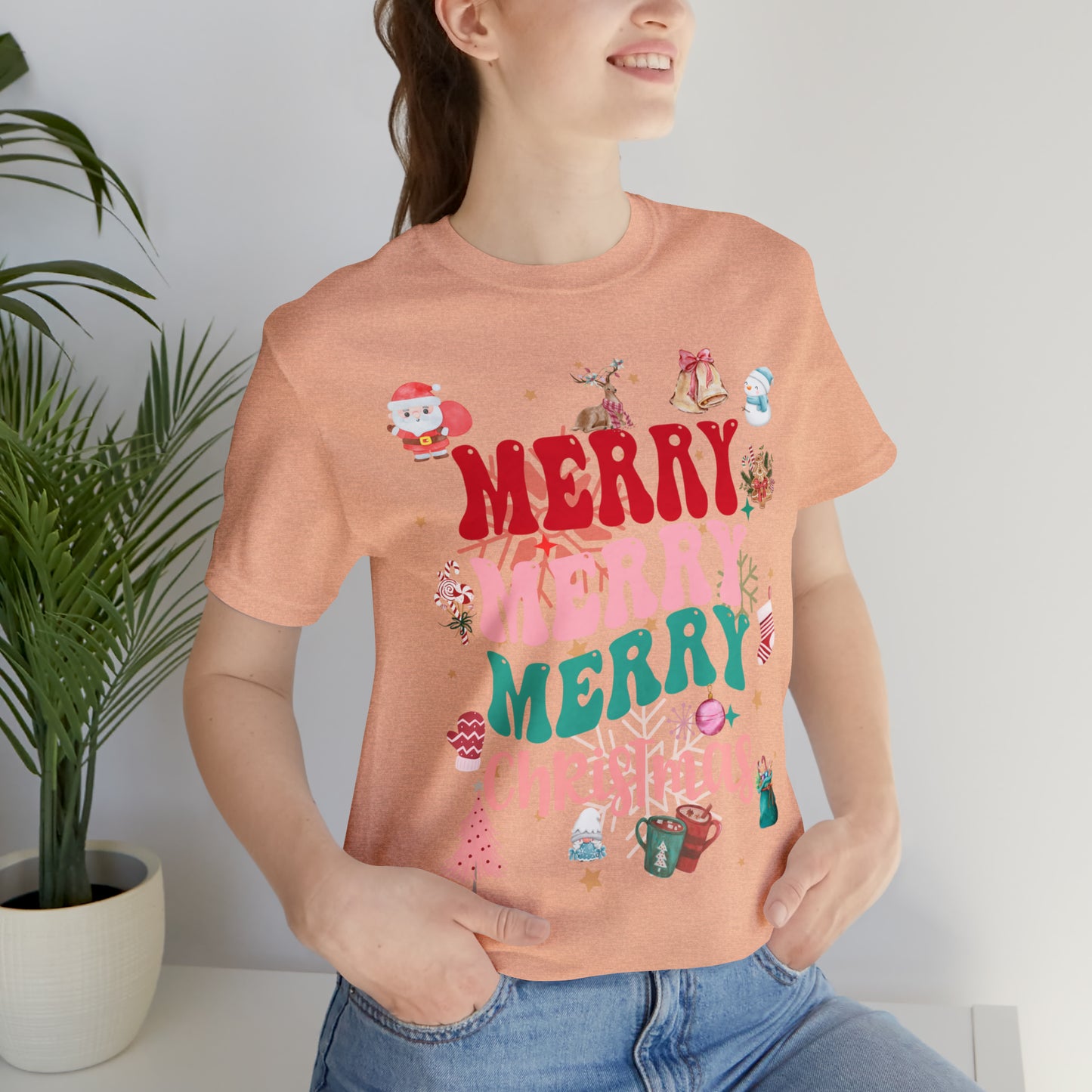 Merry Merry Merry Christmas Jersey Short Sleeve Tee