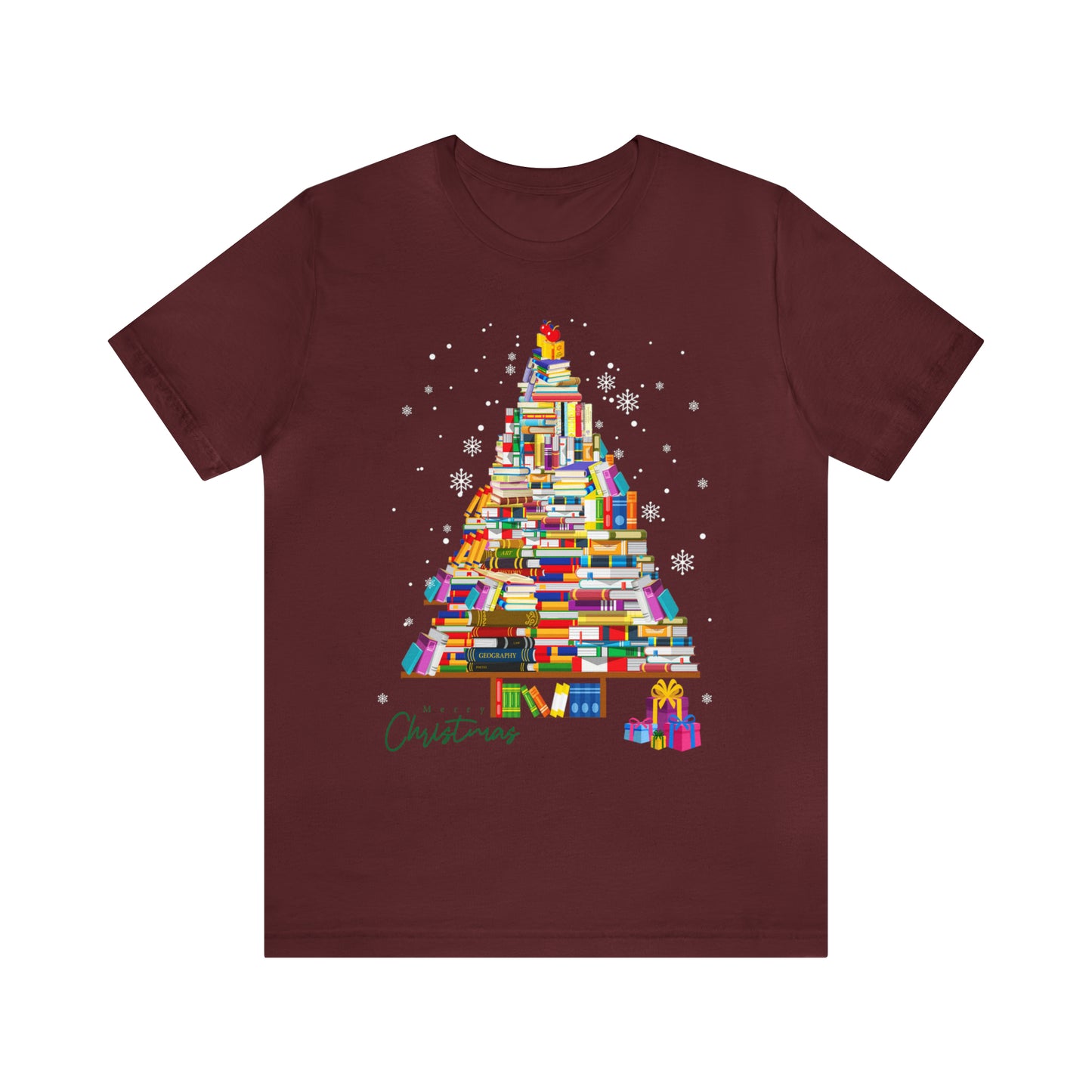 Christmas Tree Books Jersey Short Sleeve Tee