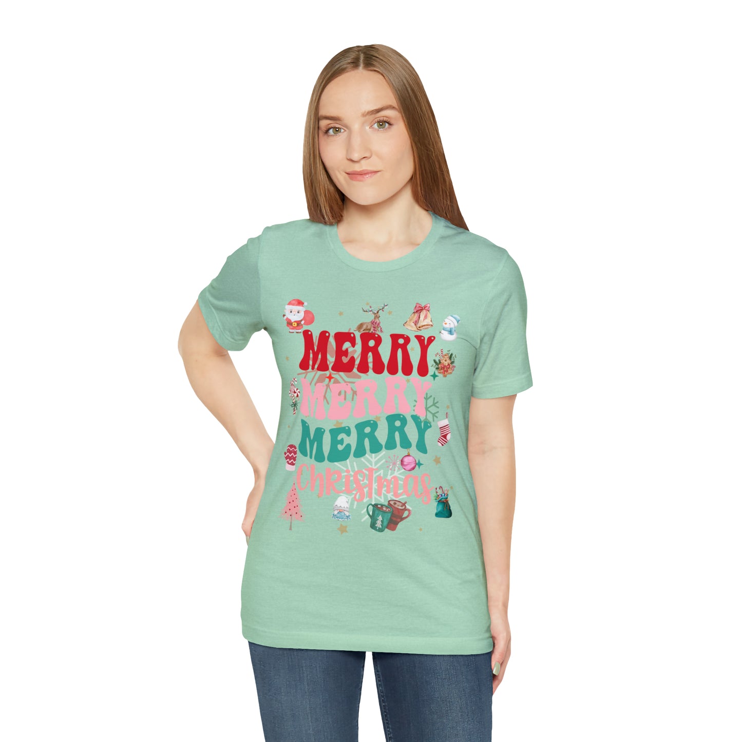 Merry Merry Merry Christmas Jersey Short Sleeve Tee