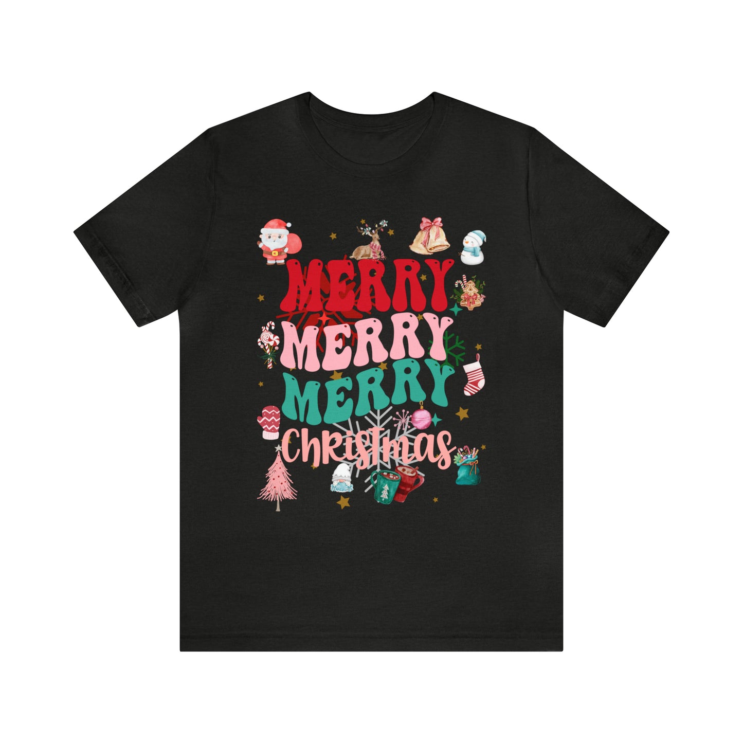 Merry Merry Merry Christmas Jersey Short Sleeve Tee