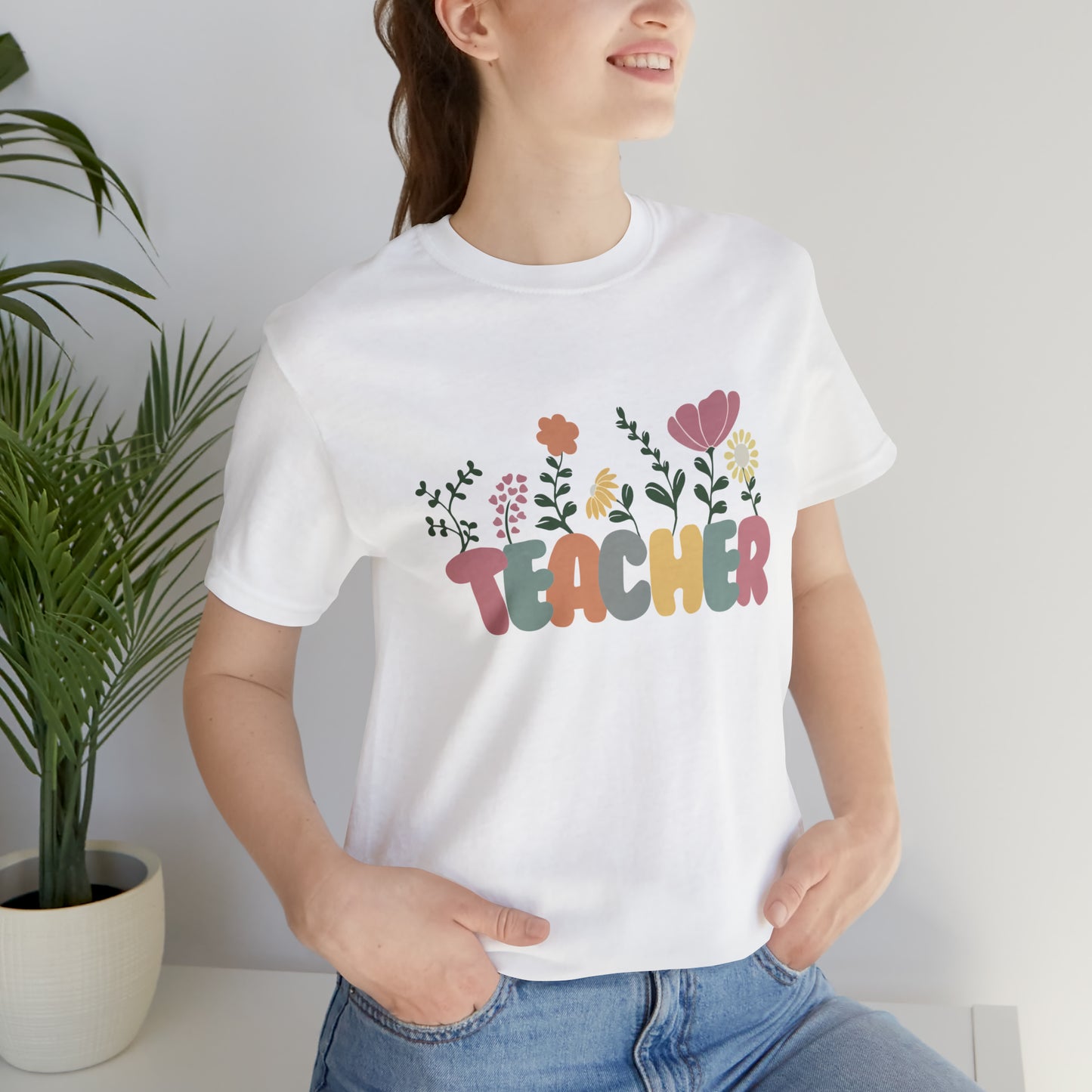 TEACHER flowers Short Sleeve Tee