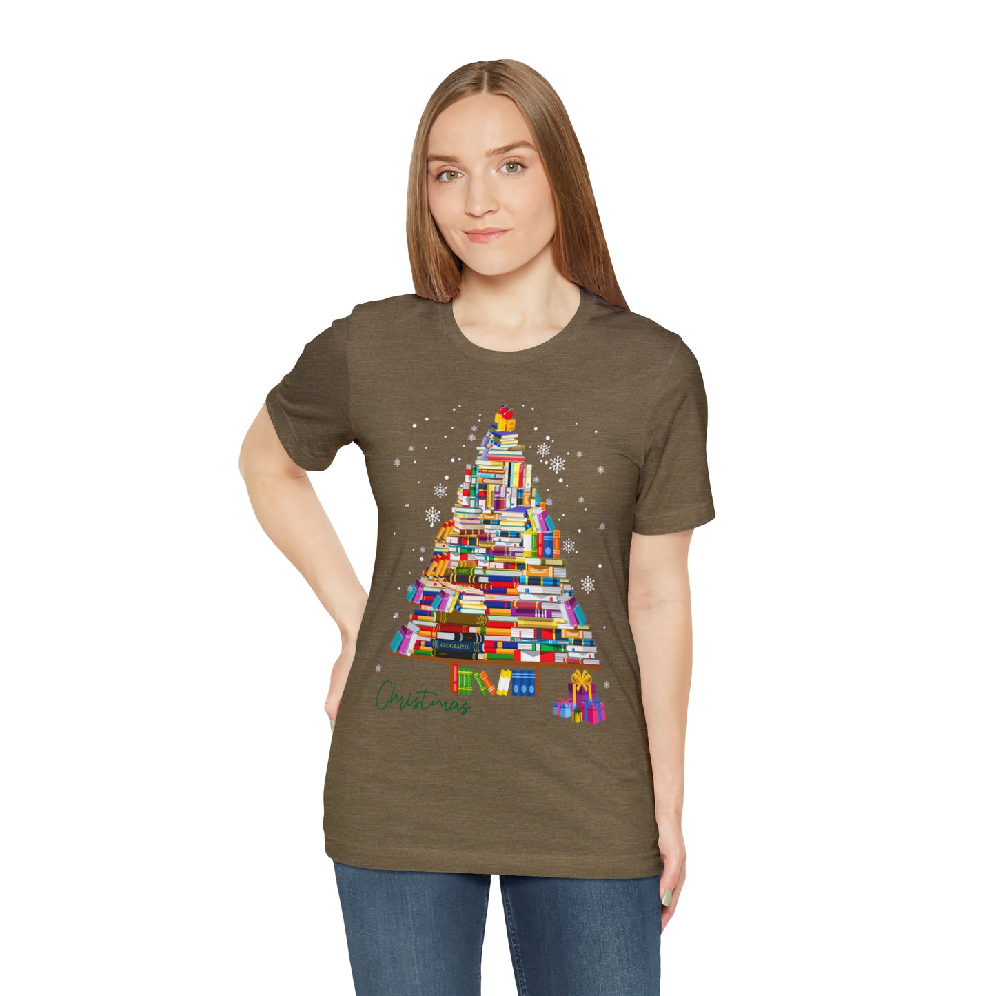 Christmas Tree Books Jersey Short Sleeve Tee