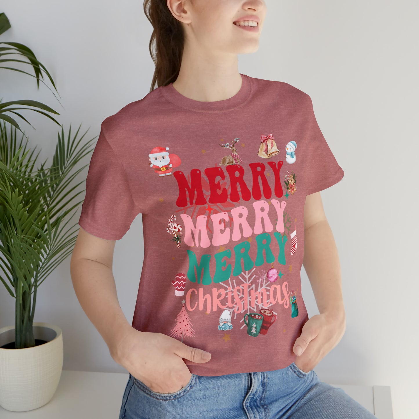 Merry Merry Merry Christmas Jersey Short Sleeve Tee