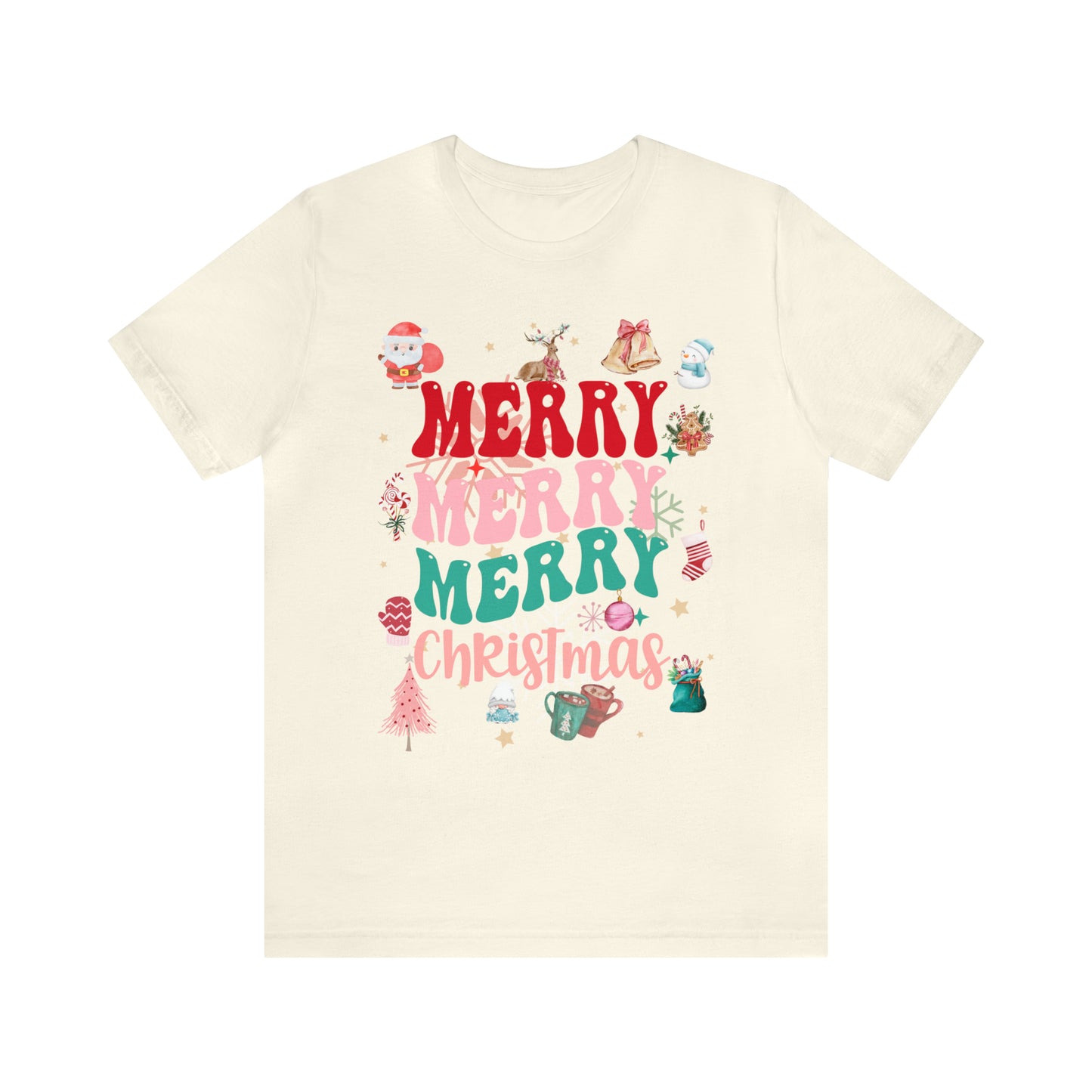 Merry Merry Merry Christmas Jersey Short Sleeve Tee