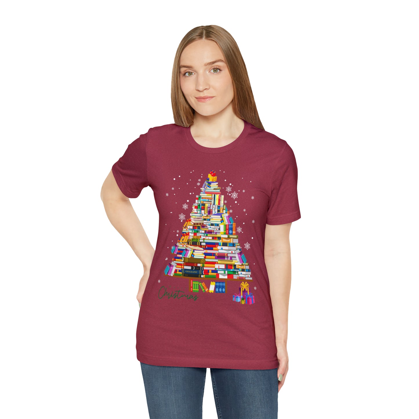 Christmas Tree Books Jersey Short Sleeve Tee