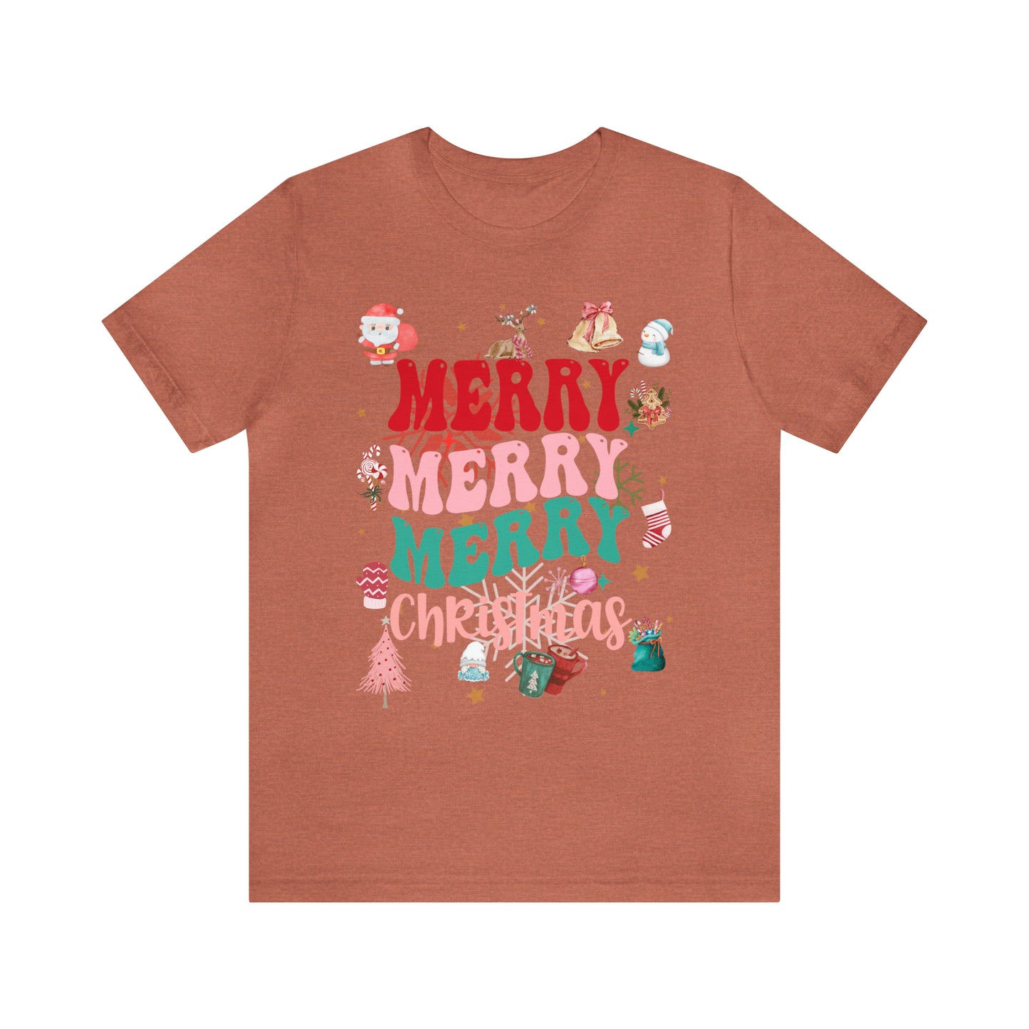 Merry Merry Merry Christmas Jersey Short Sleeve Tee