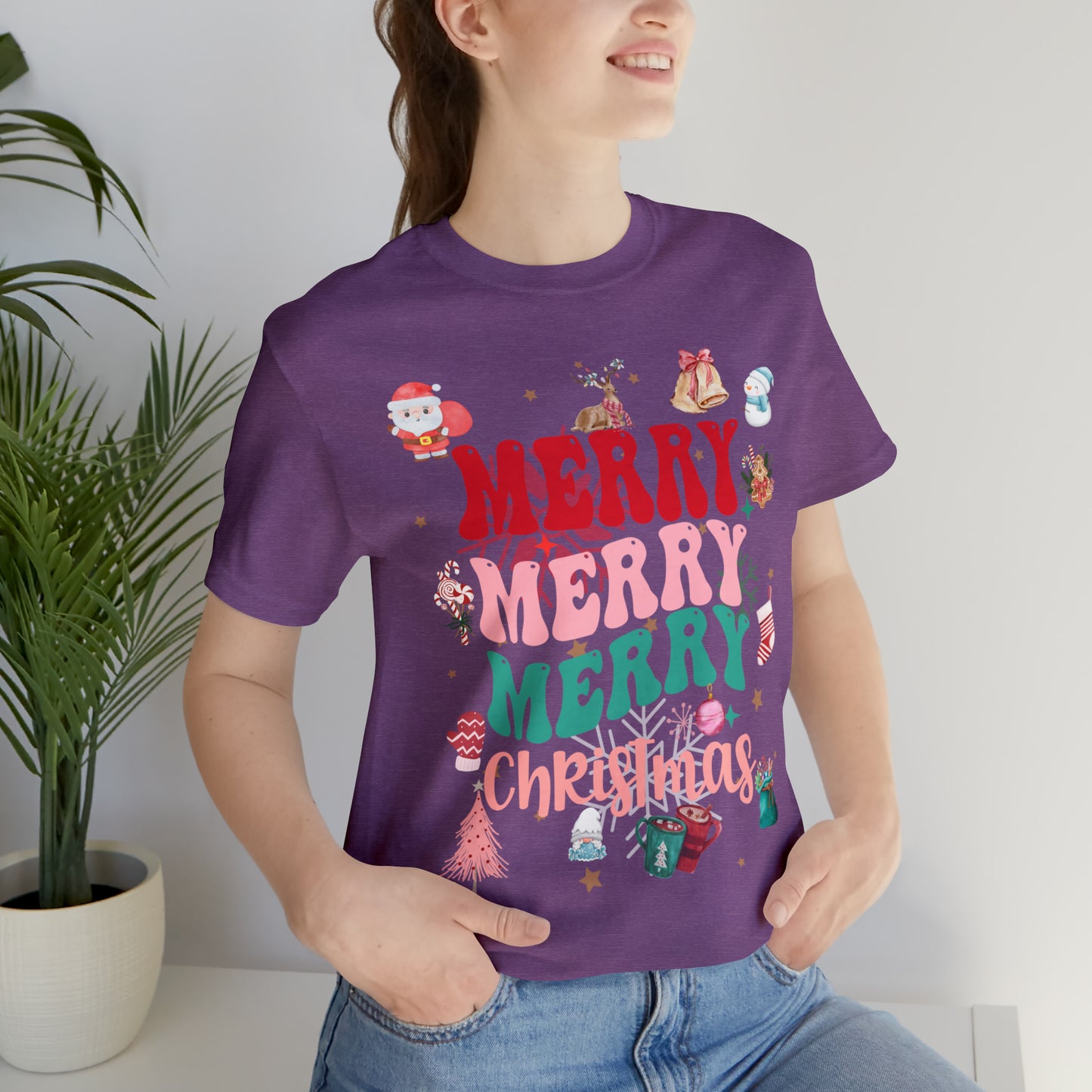 Merry Merry Merry Christmas Jersey Short Sleeve Tee