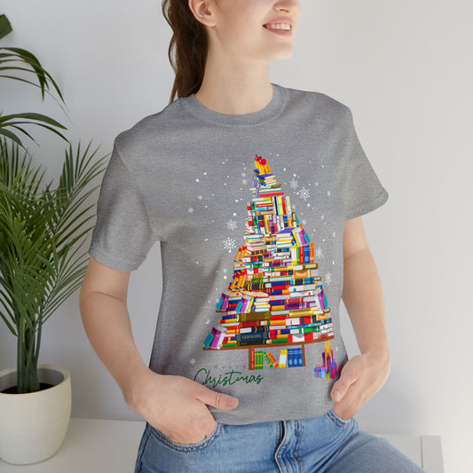 Christmas Tree Books Jersey Short Sleeve Tee