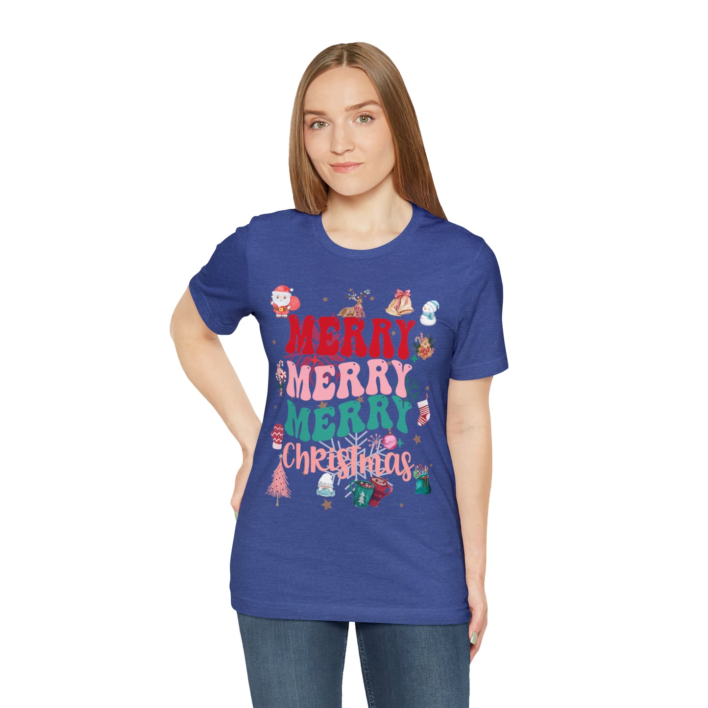 Merry Merry Merry Christmas Jersey Short Sleeve Tee