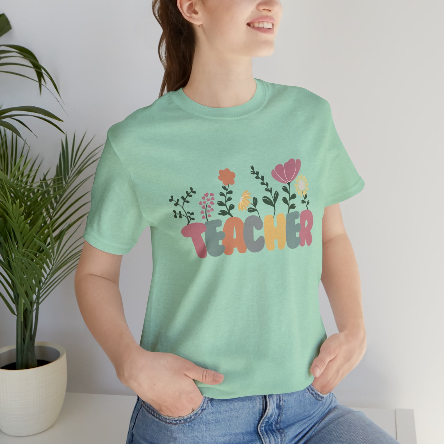 TEACHER flowers Short Sleeve Tee