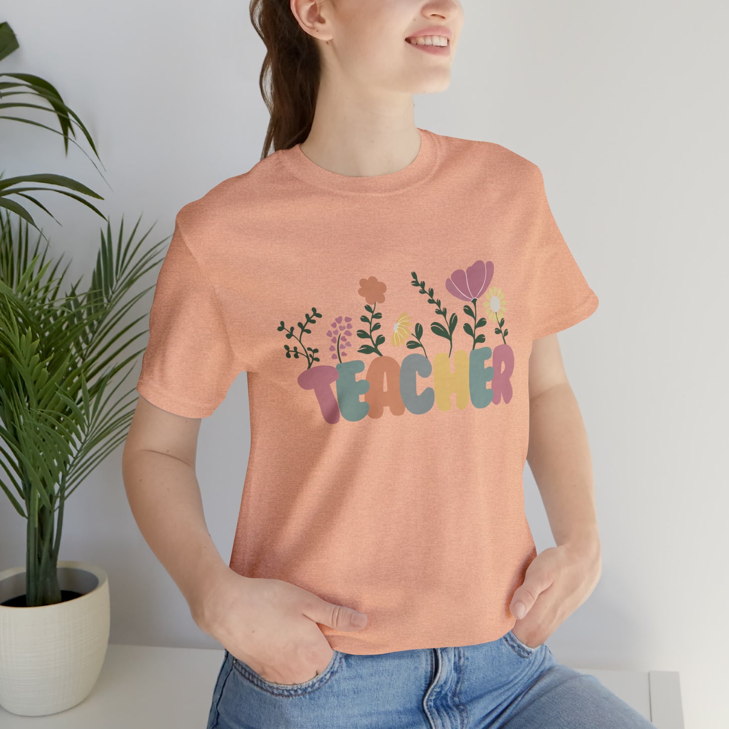 TEACHER flowers Short Sleeve Tee