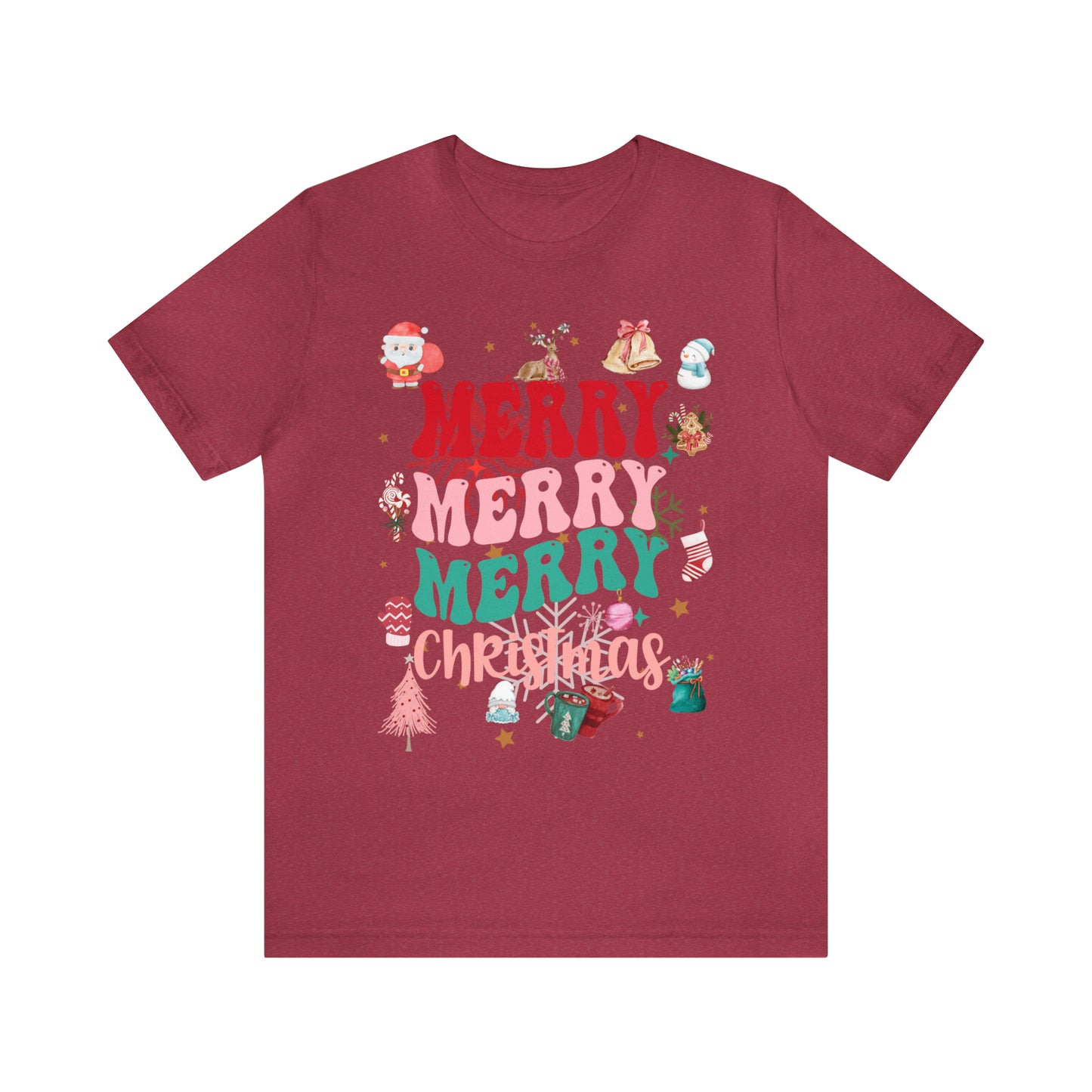 Merry Merry Merry Christmas Jersey Short Sleeve Tee