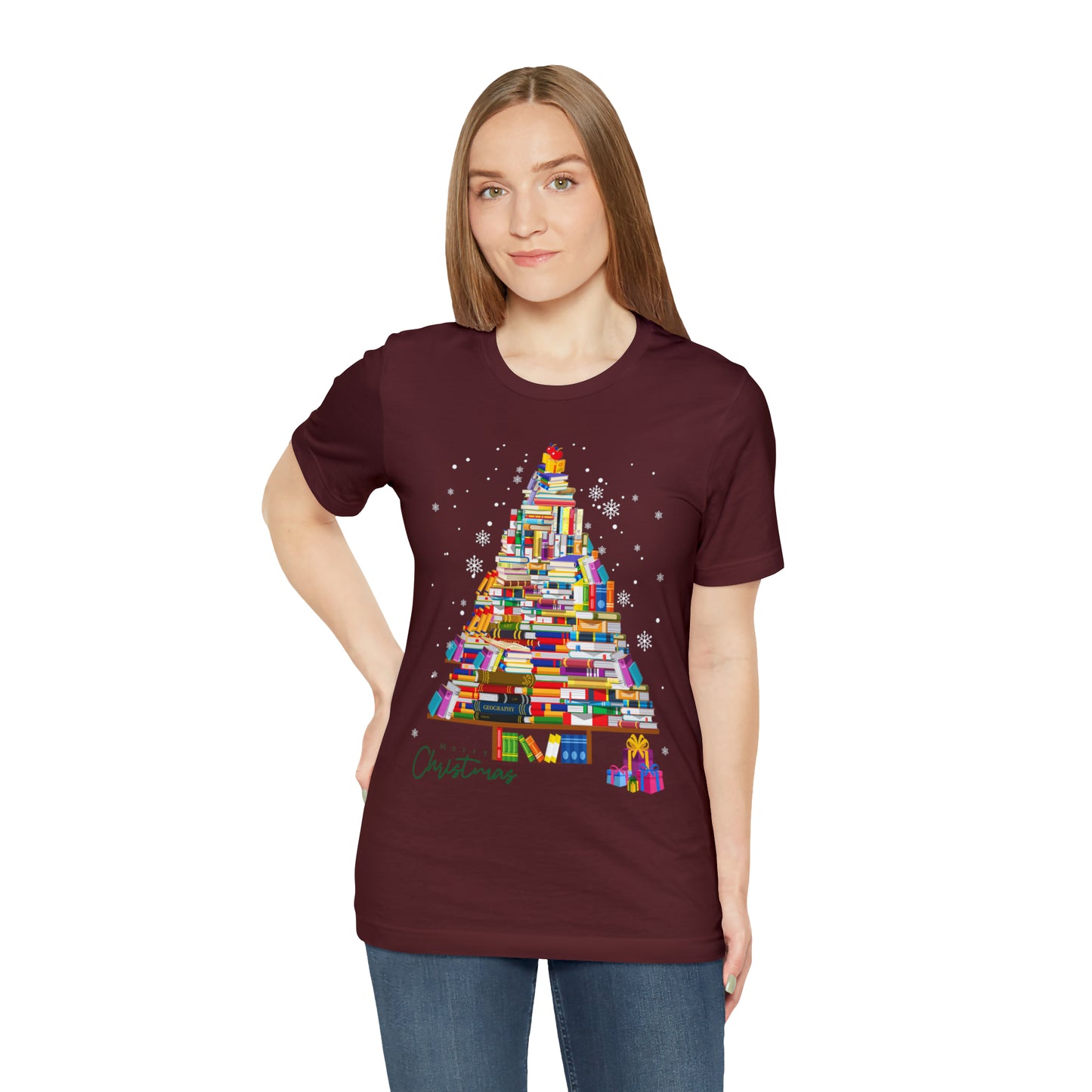 Christmas Tree Books Jersey Short Sleeve Tee