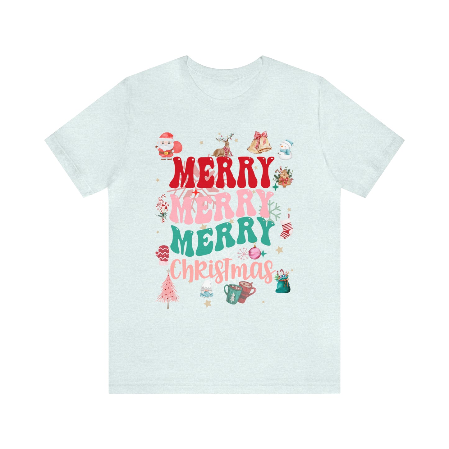 Merry Merry Merry Christmas Jersey Short Sleeve Tee