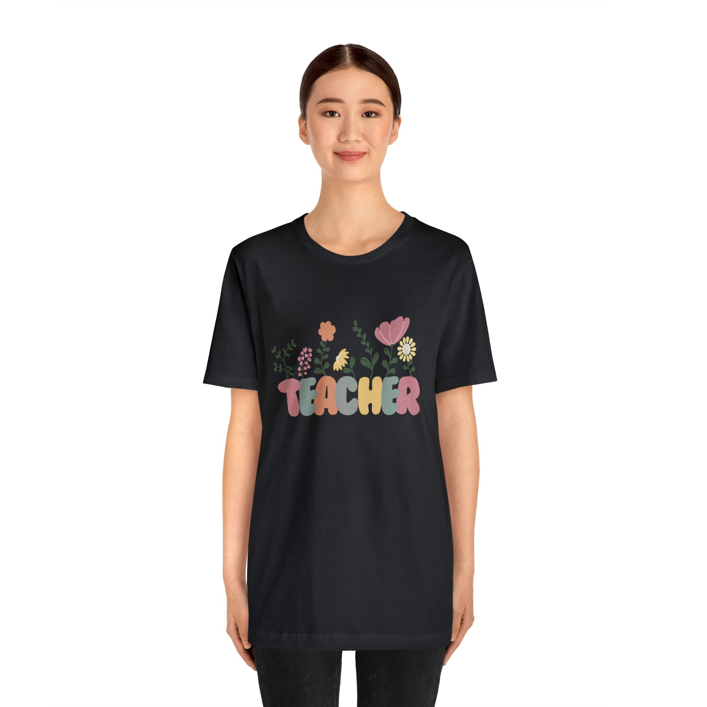 TEACHER flowers Short Sleeve Tee