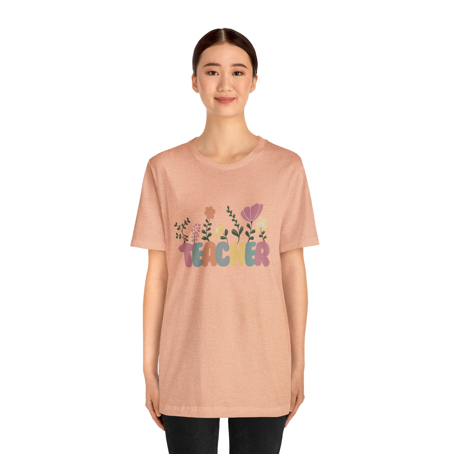 TEACHER flowers Short Sleeve Tee