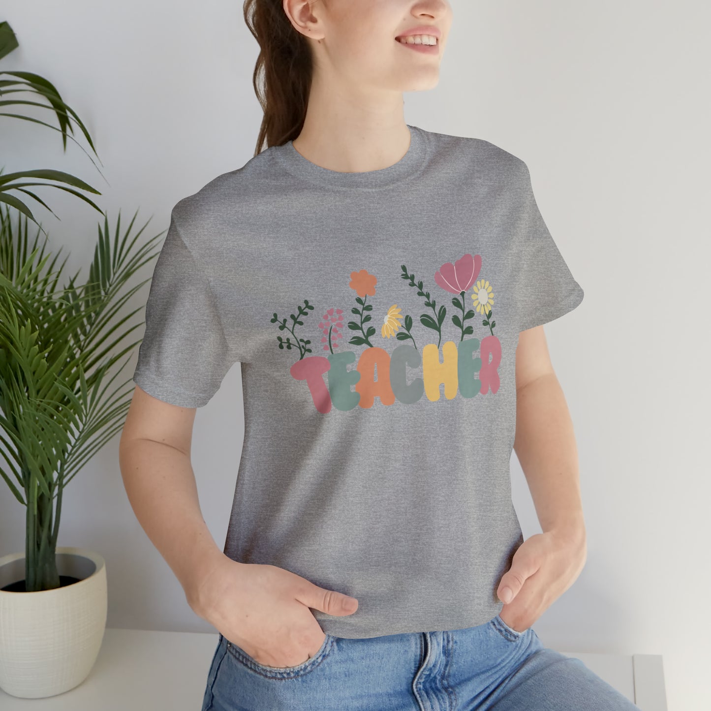 TEACHER flowers Short Sleeve Tee