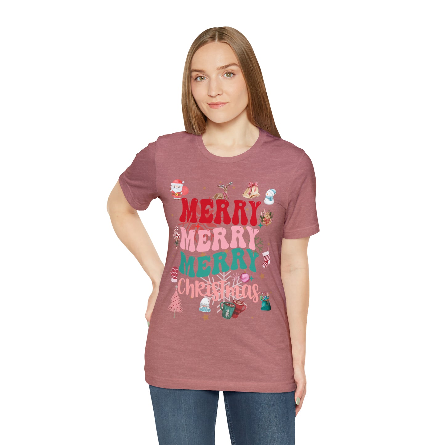 Merry Merry Merry Christmas Jersey Short Sleeve Tee