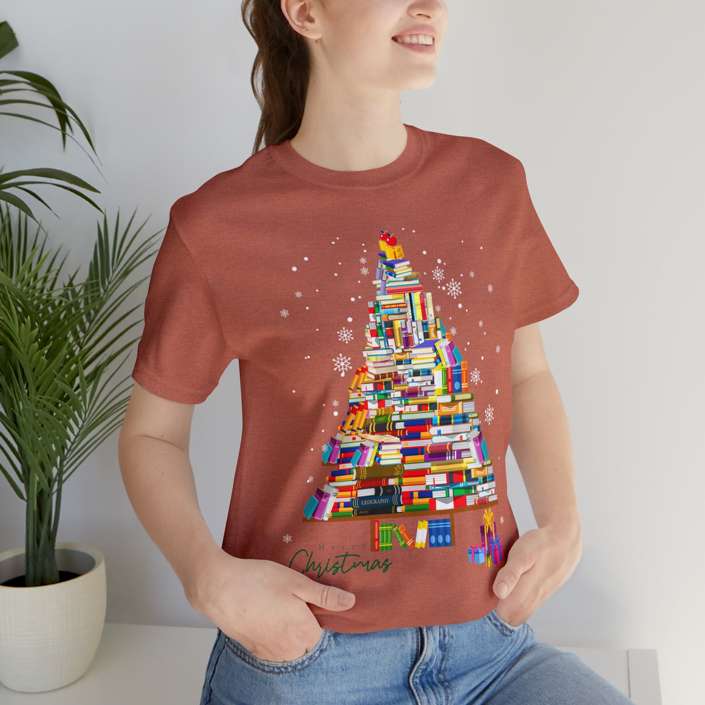 Christmas Tree Books Jersey Short Sleeve Tee