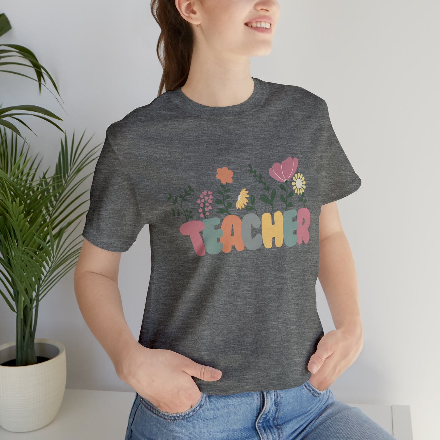 TEACHER flowers Short Sleeve Tee