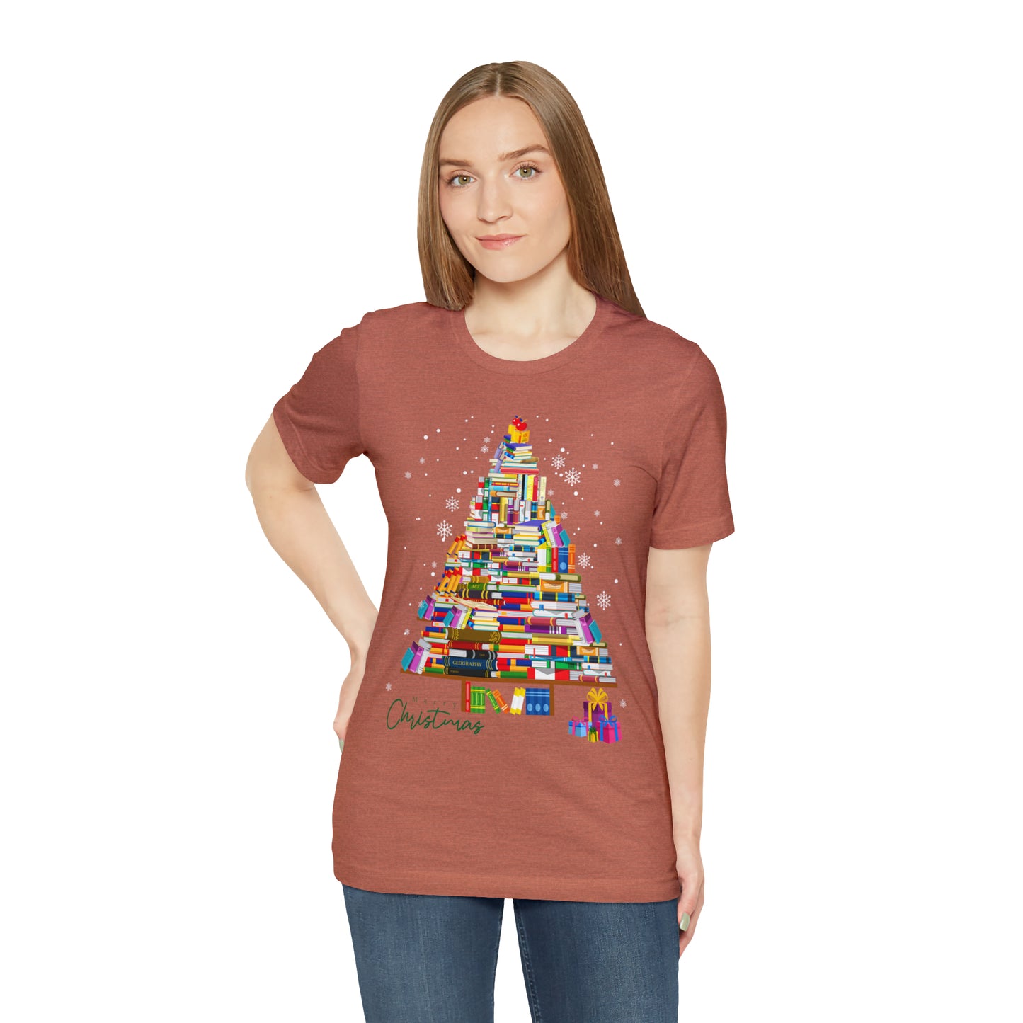 Christmas Tree Books Jersey Short Sleeve Tee